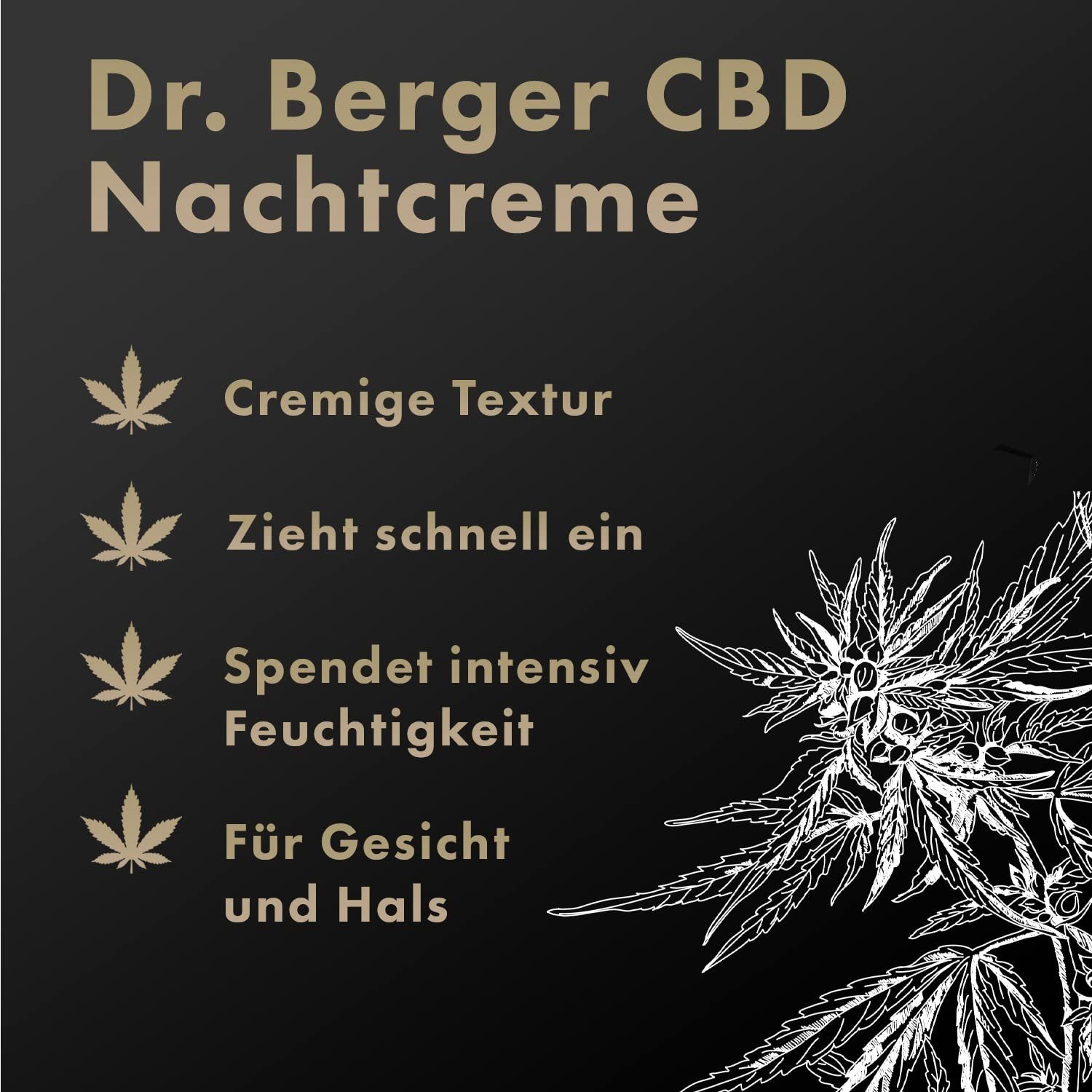 Dr. Berger Nachtcreme "Black Edition" Nachtcreme 50 ml mit Moos Cell, mit 500 mg CBD