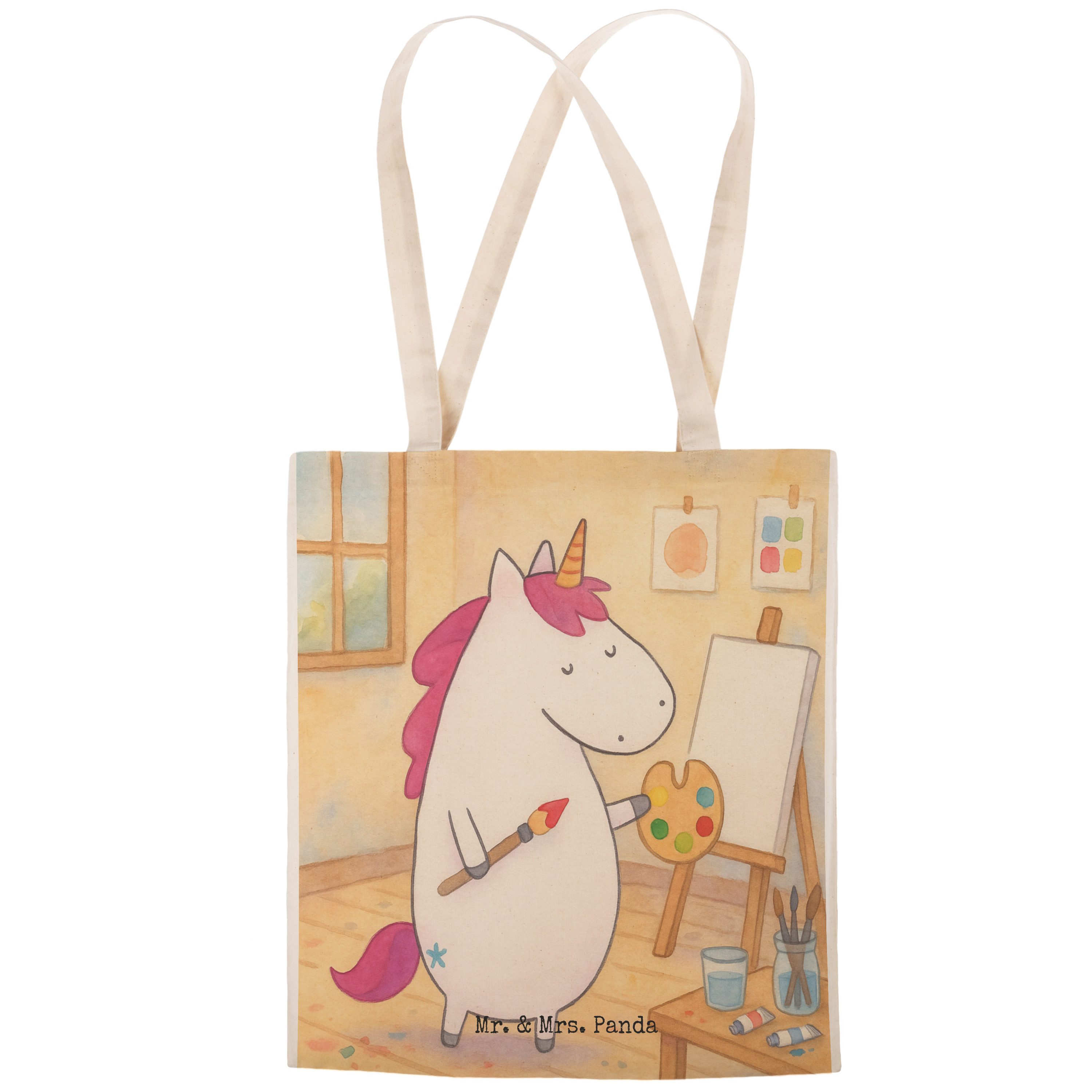 Mr. & Mrs. Panda Tragetasche Einhorn Künstler Design, einkaufsshopper, Weiß, Tote Bag, Stofftraget (Packung), Stift Einkaufstasche Shoppingbag