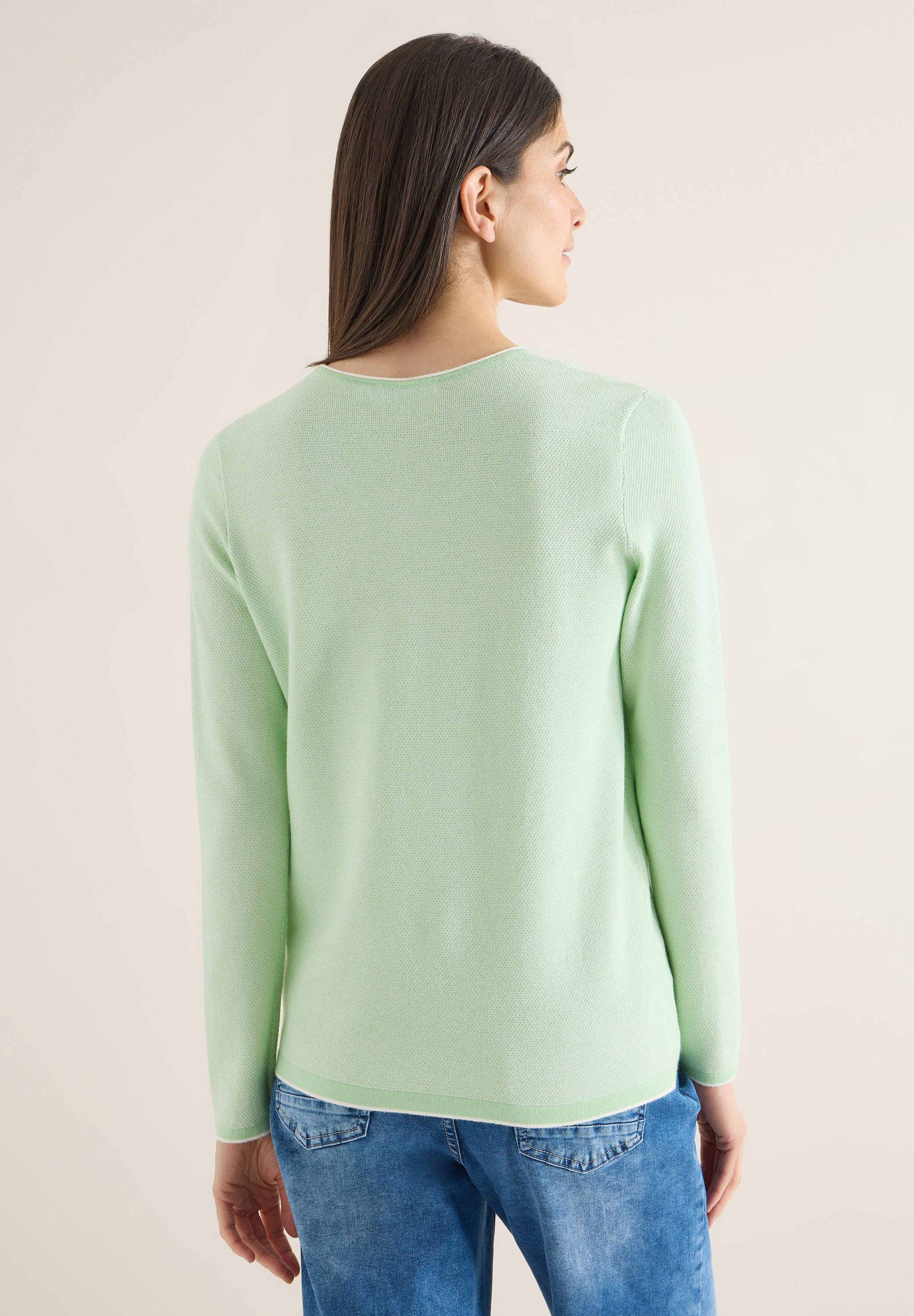 CECIL Strickpullover mit abgerundetem V-Ausschnitt