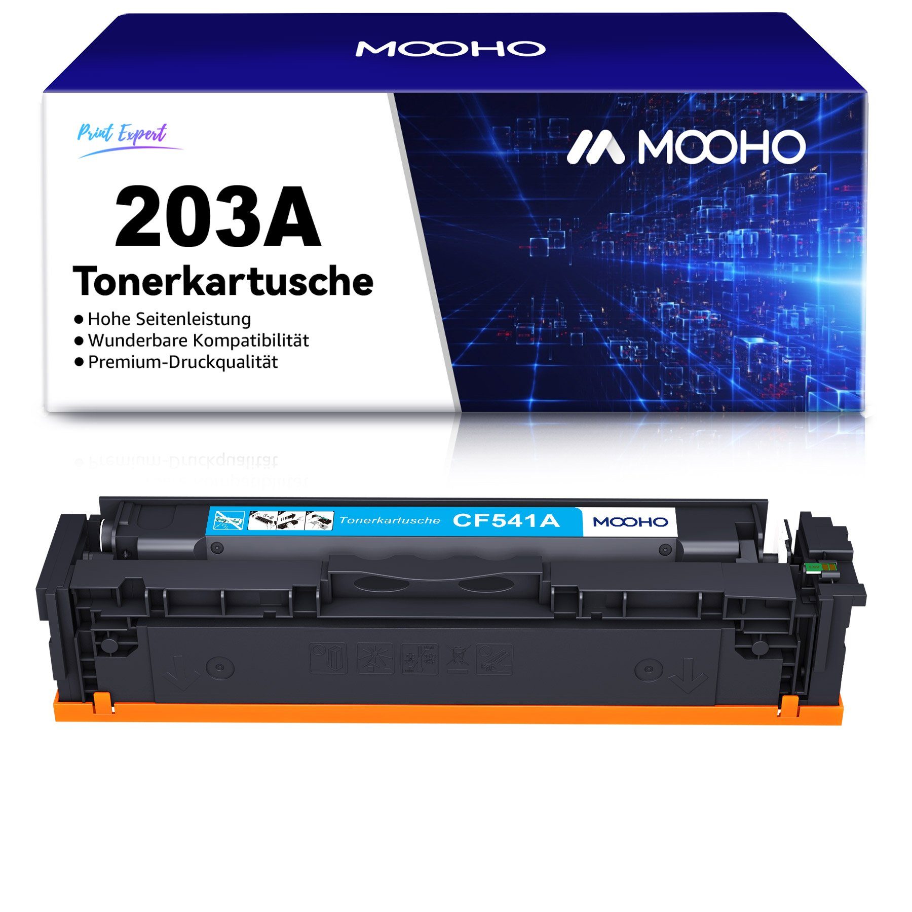 MOOHO Tonerkartusche für HP 203A CF540A Laserjet Pro MFP M280nw M281fdw 1x Cyan