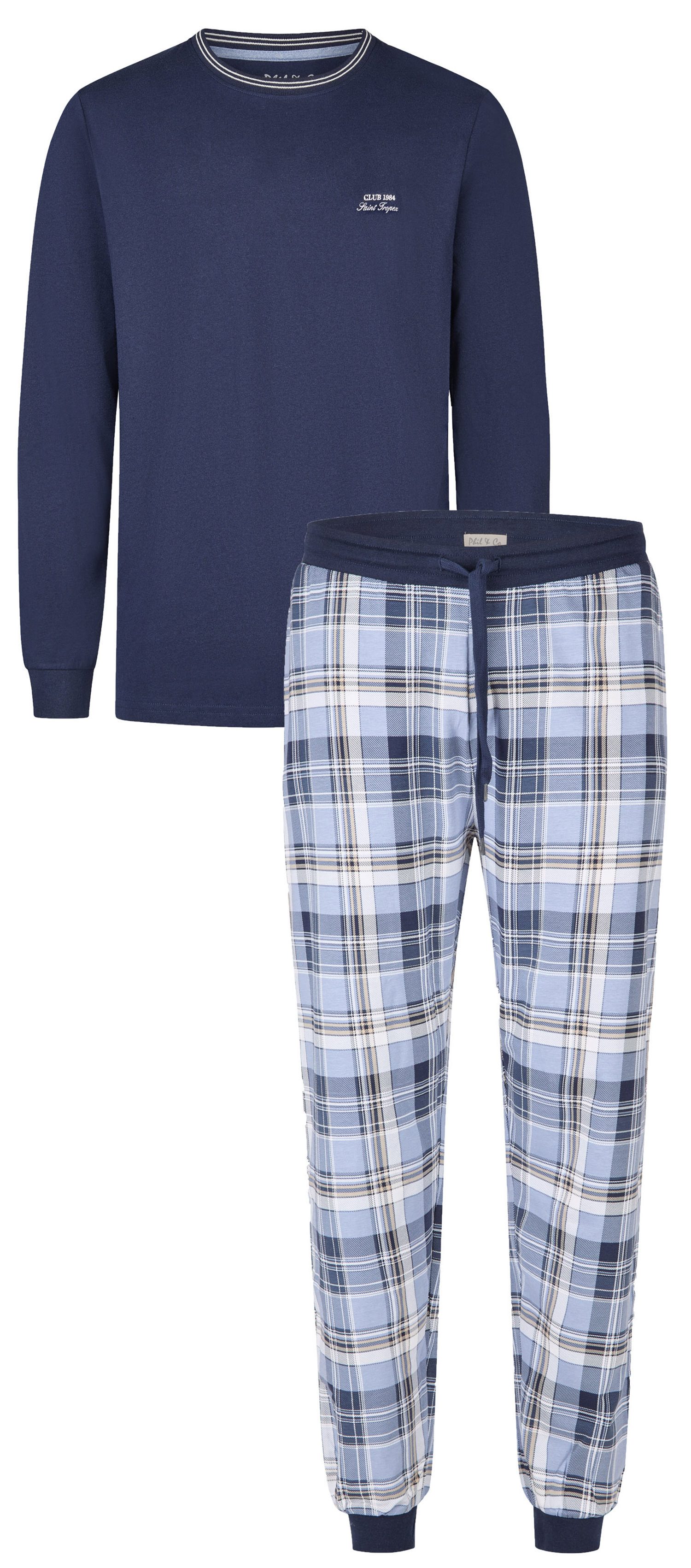 Phil & Co. Schlafanzug Herren Pyjama lang (2 tlg) Modisches Design