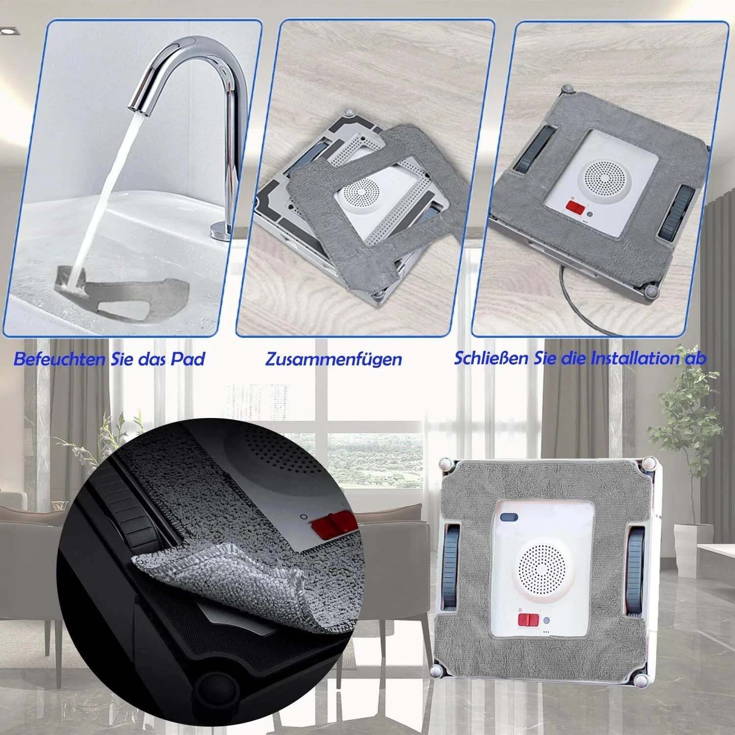 PRIISF Fensterputzroboter 10 Stück Reinigungspad Ersatz Wischtücher Zubehör für ECOVACS WINBOT, passend für W2 PRO Omni / W2 PRO / W2 / W1 PRO / W1 Mikrofasertuch