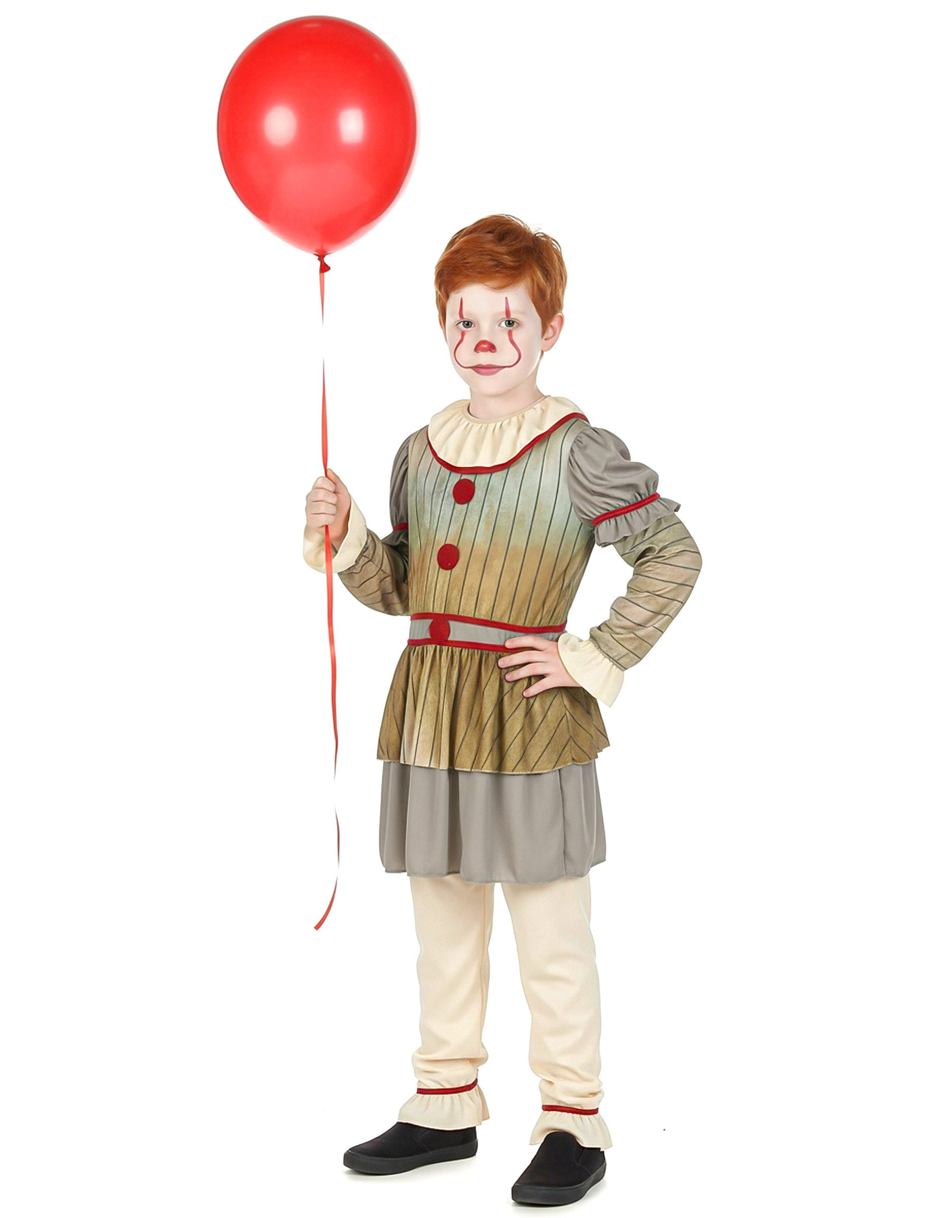 JADEO Kostüm Halloween-Clown-Kostüm für Kinder grau-beige-rot