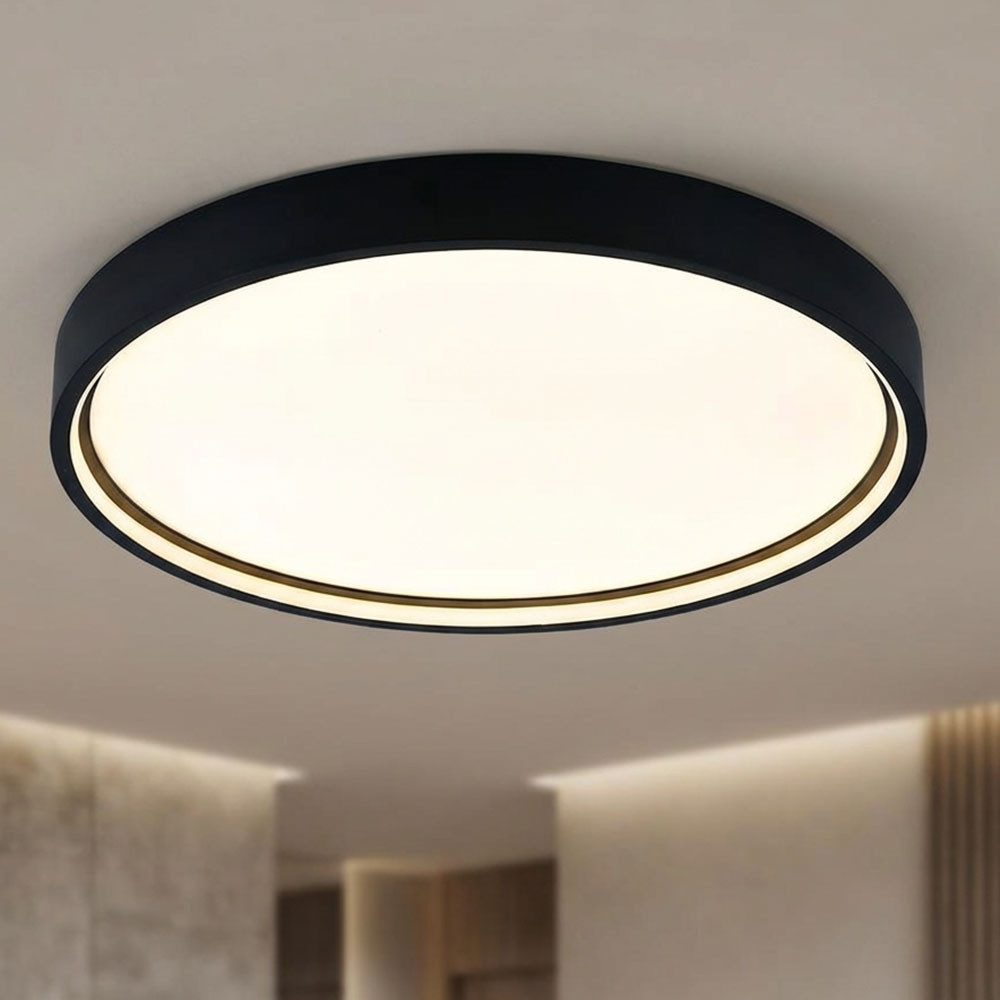 WOFI LED Deckenleuchte, LED-Leuchtmittel fest verbaut, Warmweiß, LED Deckenleuchte Deckenlampe Esszimmer dunkelgrau mit 3