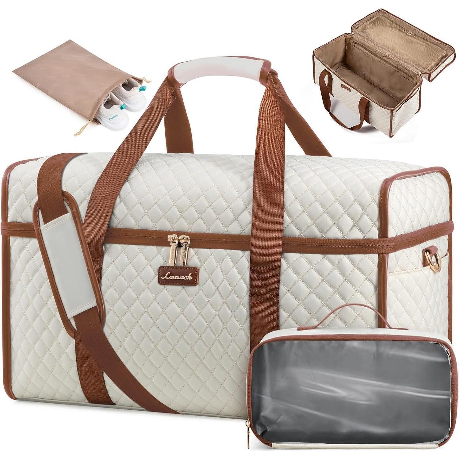 LuxusKollektion Невеликі сумки для поїздок Reisetasche Невеликі сумки для поїздок Damen Wasserdicht Handgepäck L Beige braun