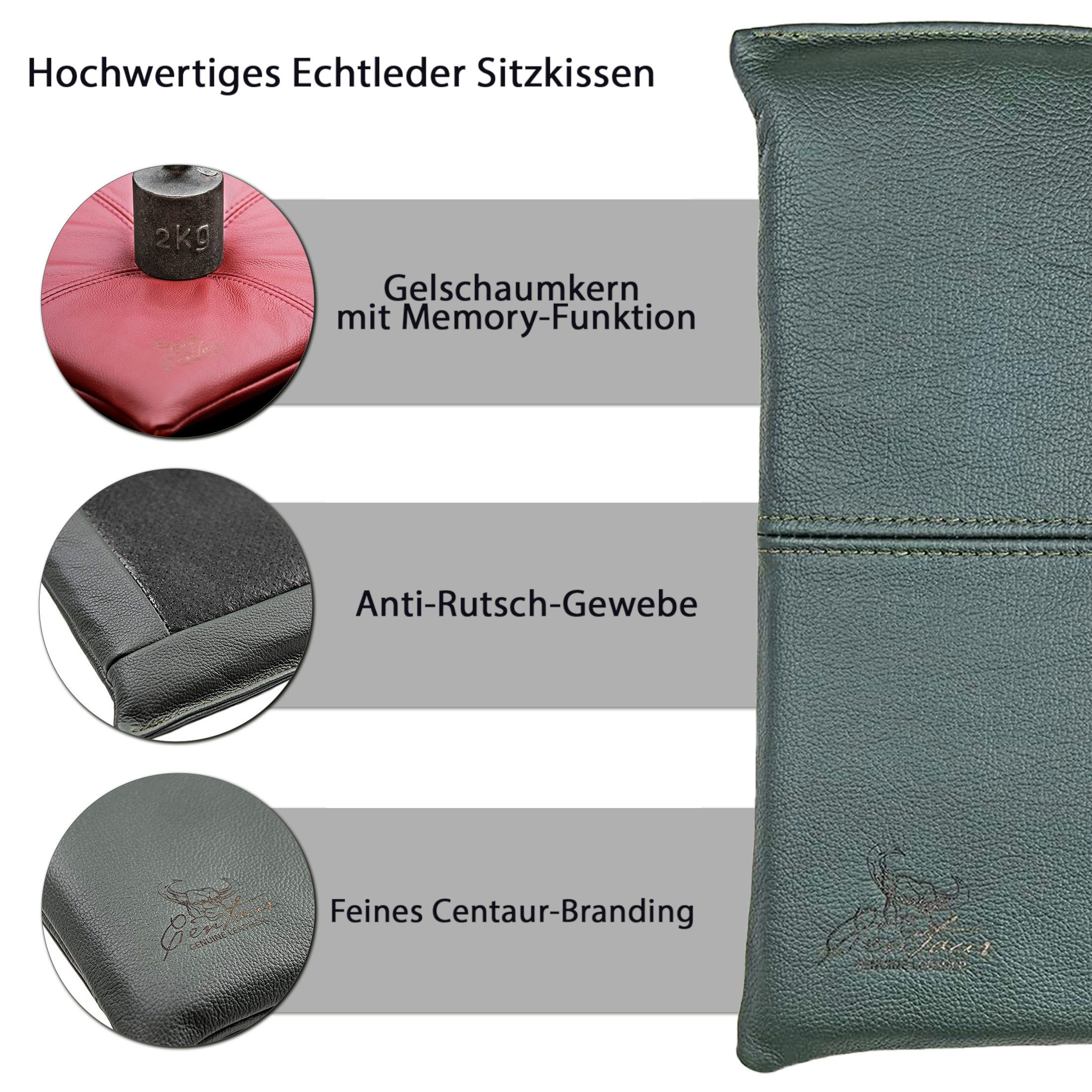 Centaur Sitzkissen aus echtem Leder, Sitzkissen, Hochwertiges Leder, echtes Rindleder, Antirutschfunktion, Handarbeit