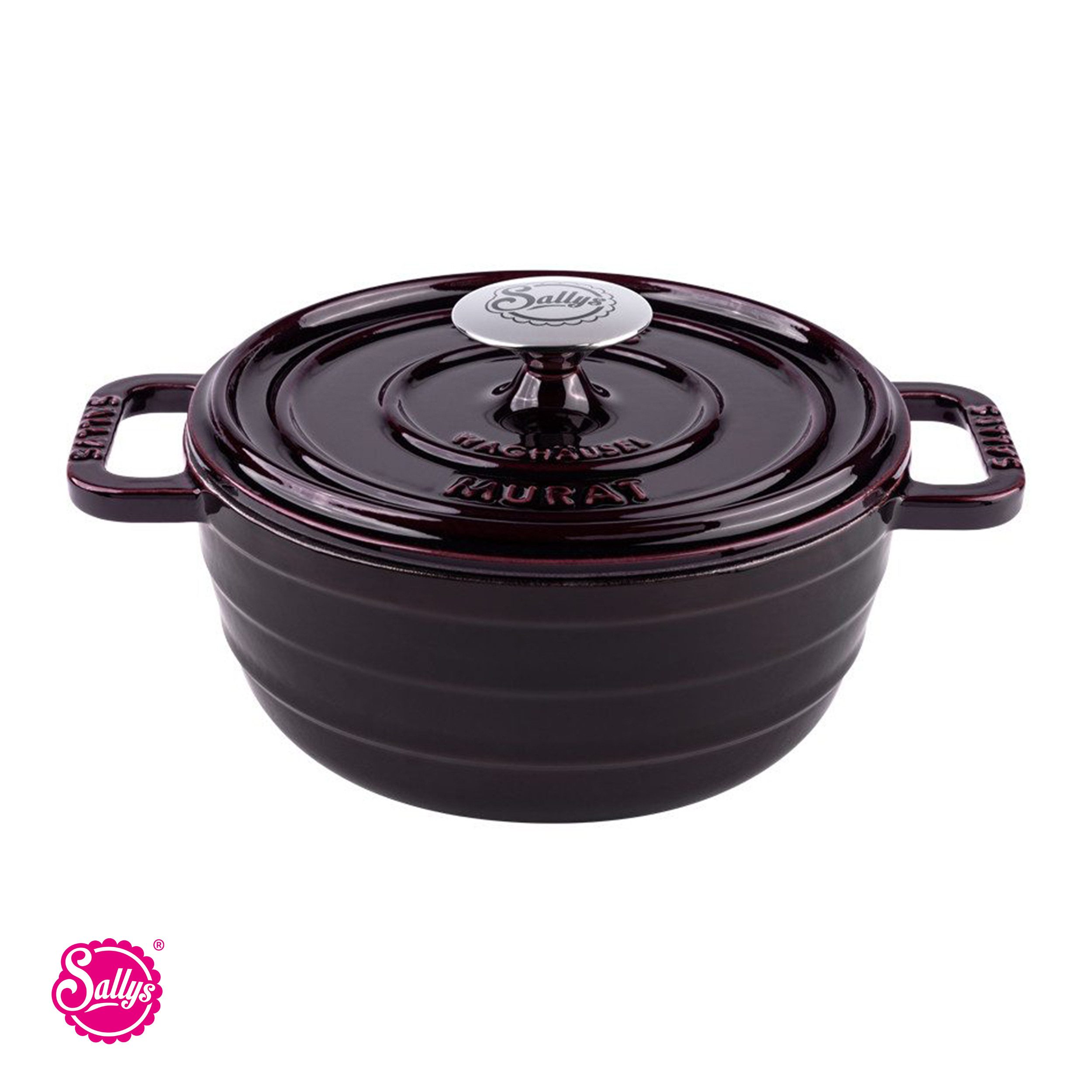 Sallys Кастрюли жаровни Vielseitiger Gusseisentopf Murat, perfekt zum Schmoren & Brotbacken, Vollgusseisen mit hochwertiger Emaille-Beschichtung (inklusive Kochheft, gleichmäßige Wärmeverteilung & ofenfest bis 250 °C), Mittlere Размер – Ø 22 cm / 2,2 l