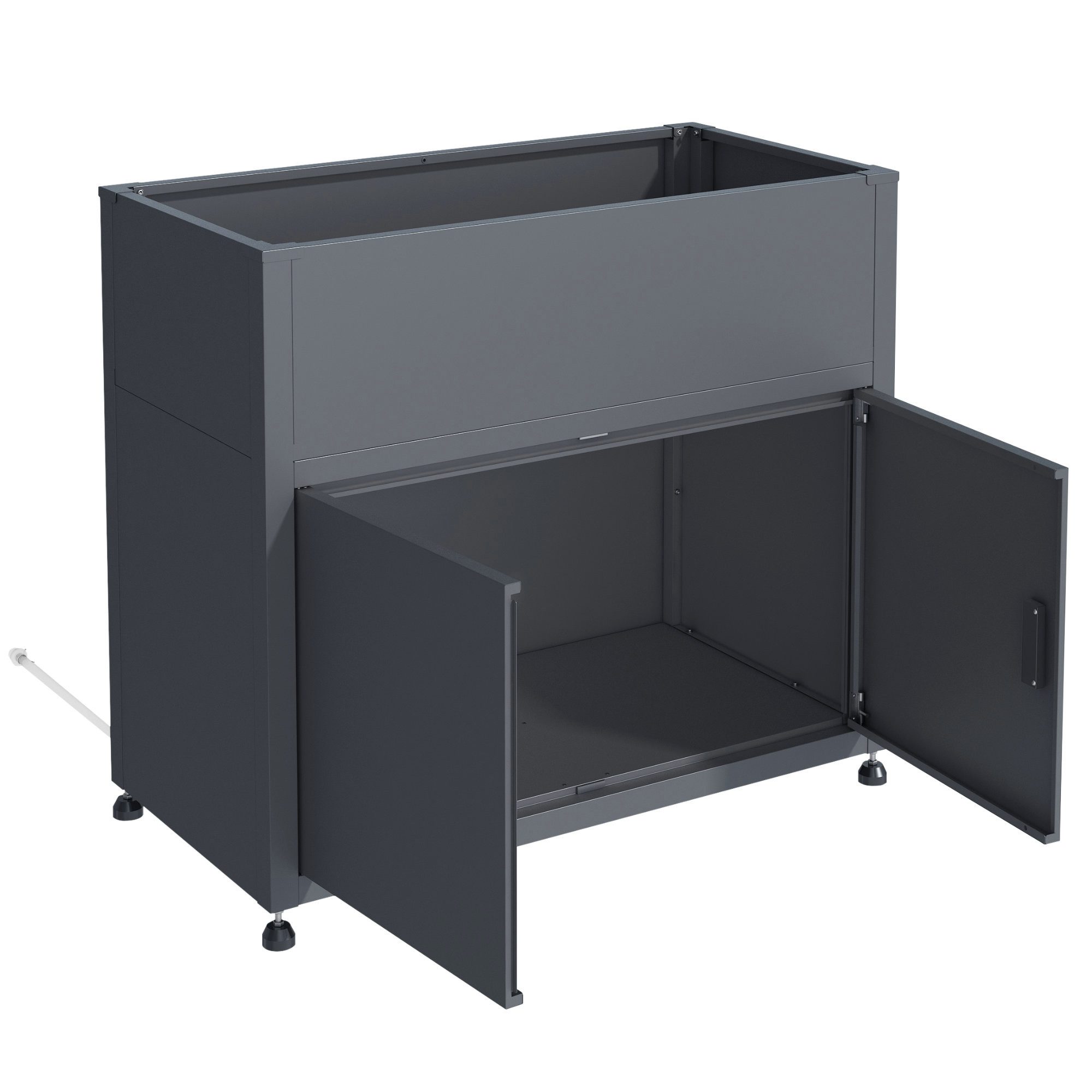 Zelsius Hochbeet Hochbeet für Garten mit Stauraum Anthrazit RAL 7016, 100 x 50 x 90 cm, Integriertes Drainagesystem gegen Staunässe