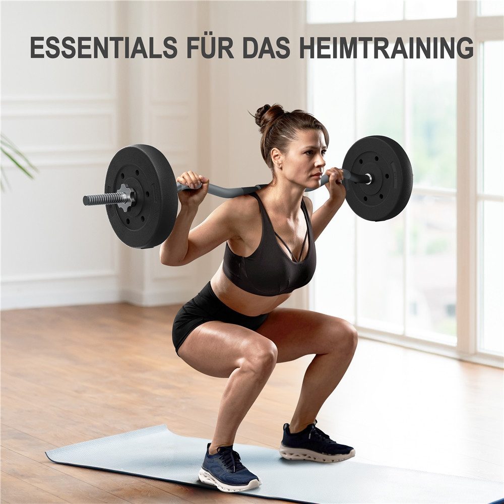 Yaheetech Langhantel Hantel 20/25/30 Kg, SZ-Stange mit 6 Scheiben für Krafttraining