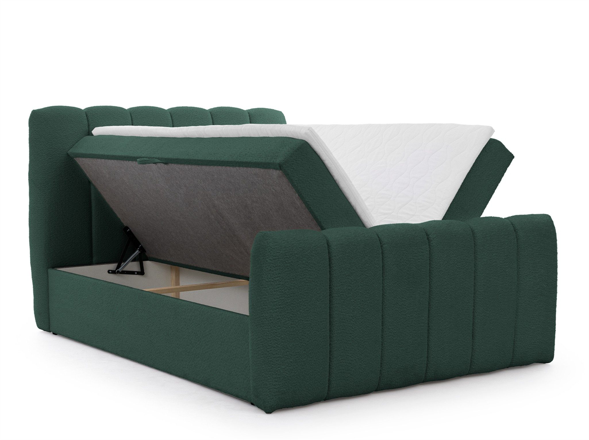 Fun Möbel Boxbett Bett Schlafzimmerbett FUN NELSON PREMIUM Stoff Catch Me (inkl. Taschenfederkernmatratze, Inkl. Taschenfederkernmatratze), inkl. 2 x Bettkasten