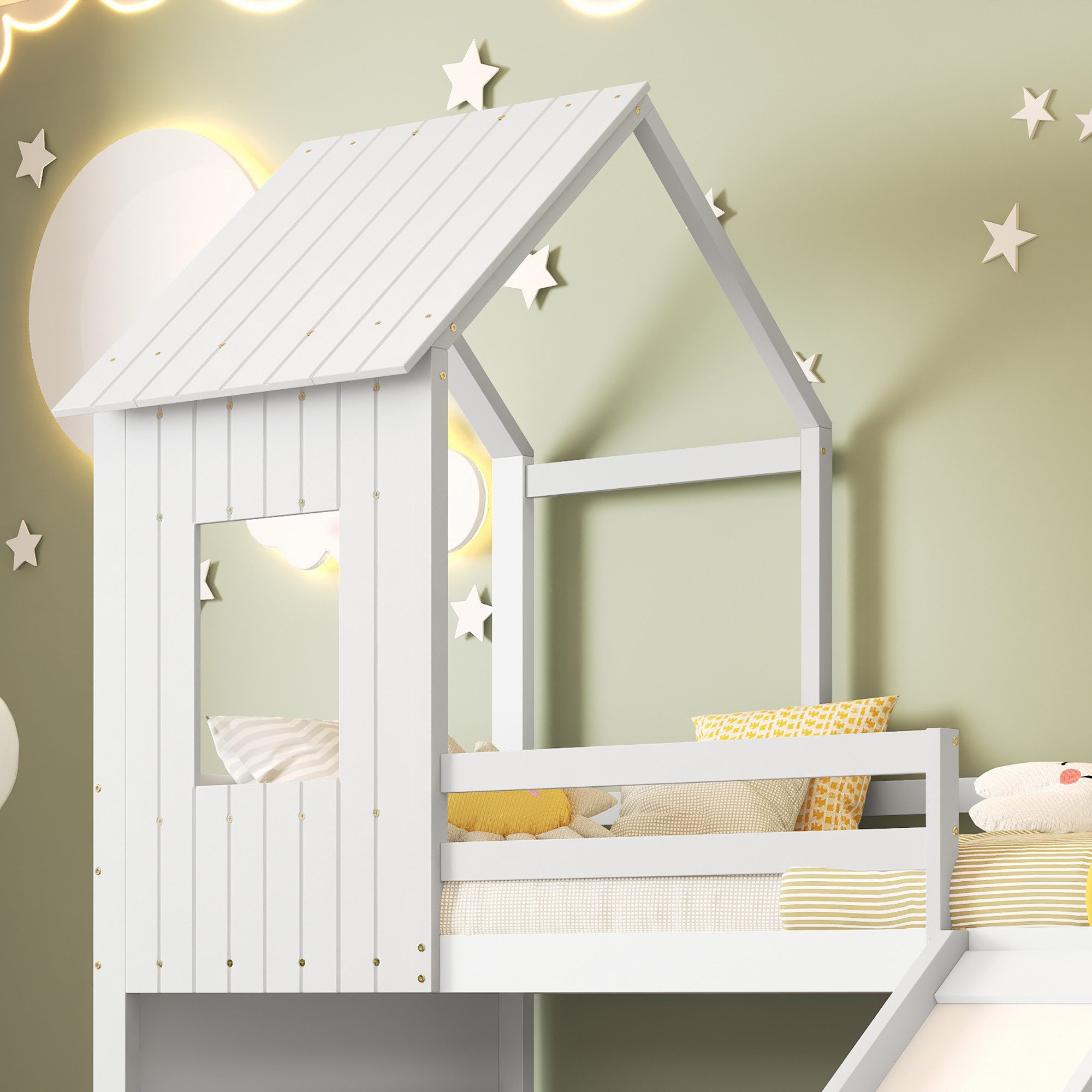 Flieks bunk bed, bunk bed children's bed with upper bed 90x200cm and lower bed 140x200cm