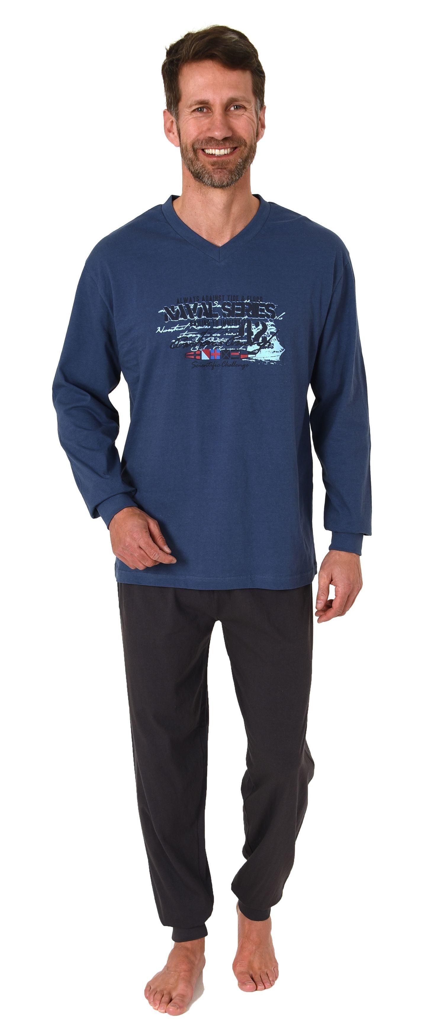 Normann Pyjama Herren Pyjama mit Front-Print, günstig online kaufen