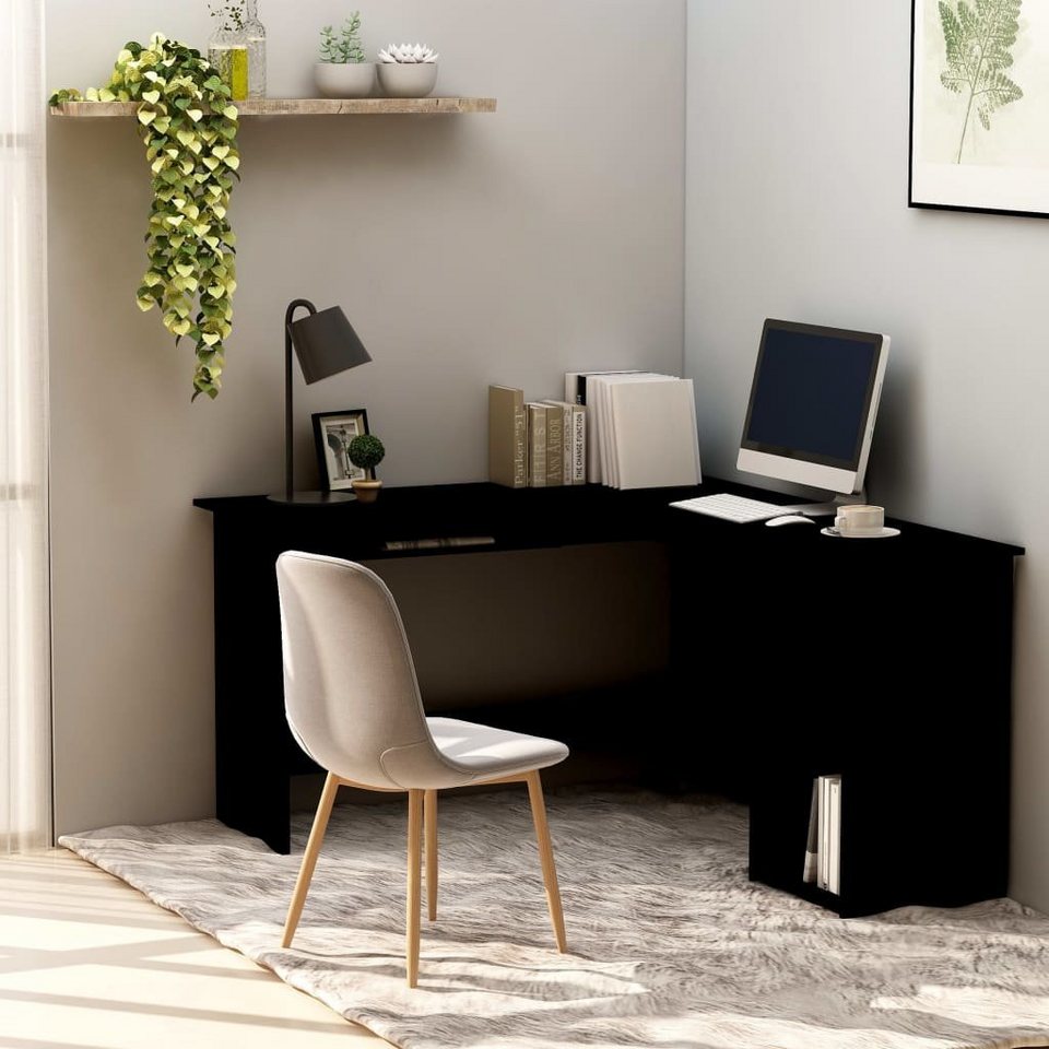 furnicato Schreibtisch Eckschreibtisch in L-Form Schwarz 120x140x75 cm  Holzwerkstoff