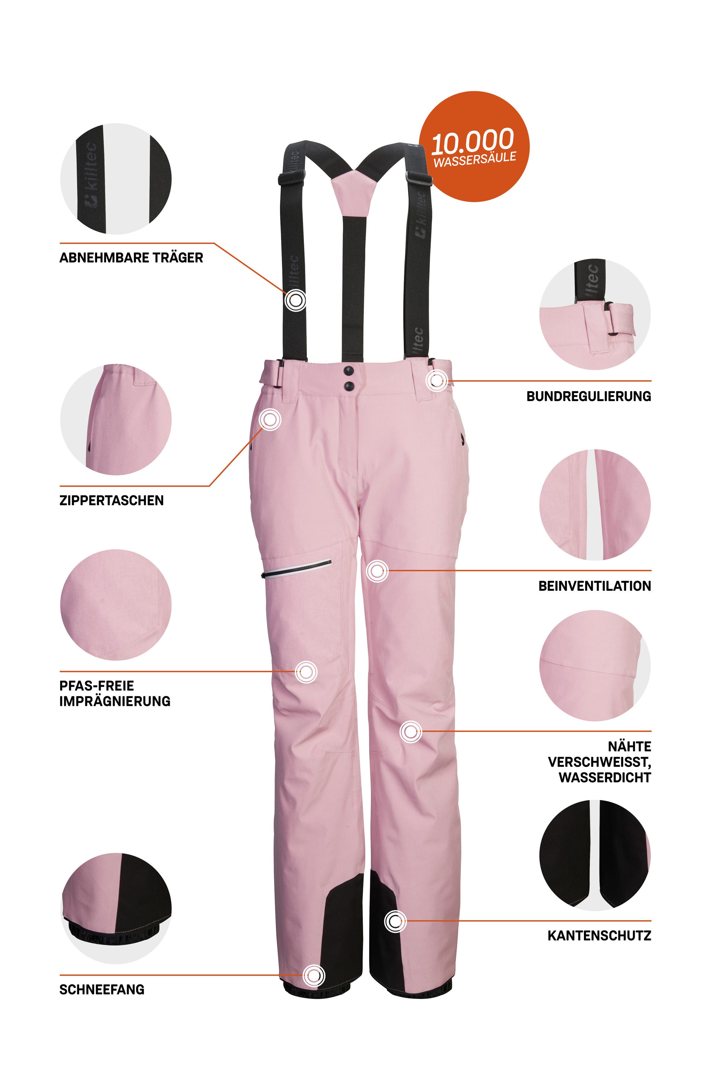 Killtec Skihose KSW 60 WMN SKI PNTS Skihose mit 4-Wege-Stretch, wasserdicht, atmungsaktiv, Kantenschutz