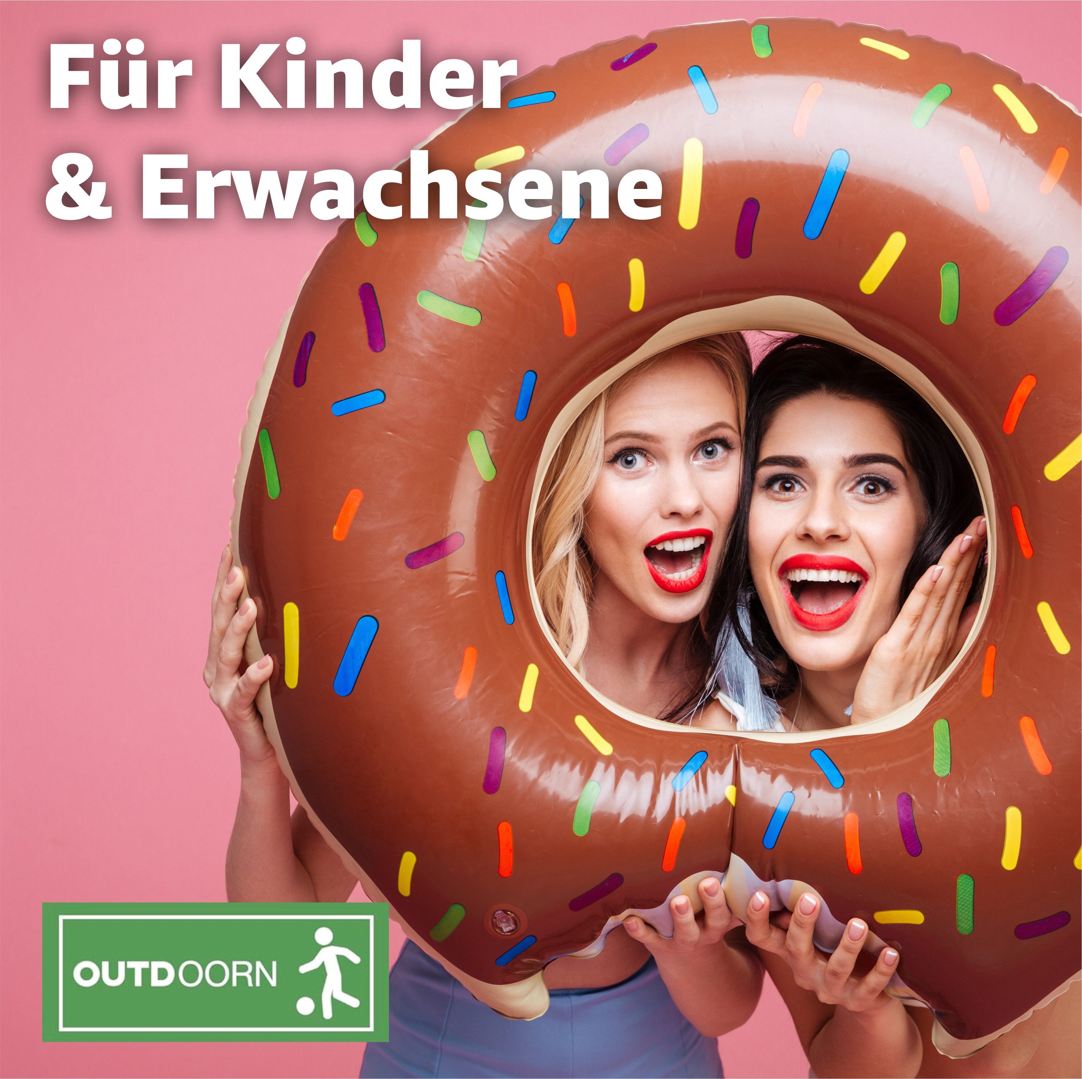 Outdoorn Schwimmreifen Donut Schwimmring mit 1x Getränkehalter aufblasbar - 120 cm (Set)