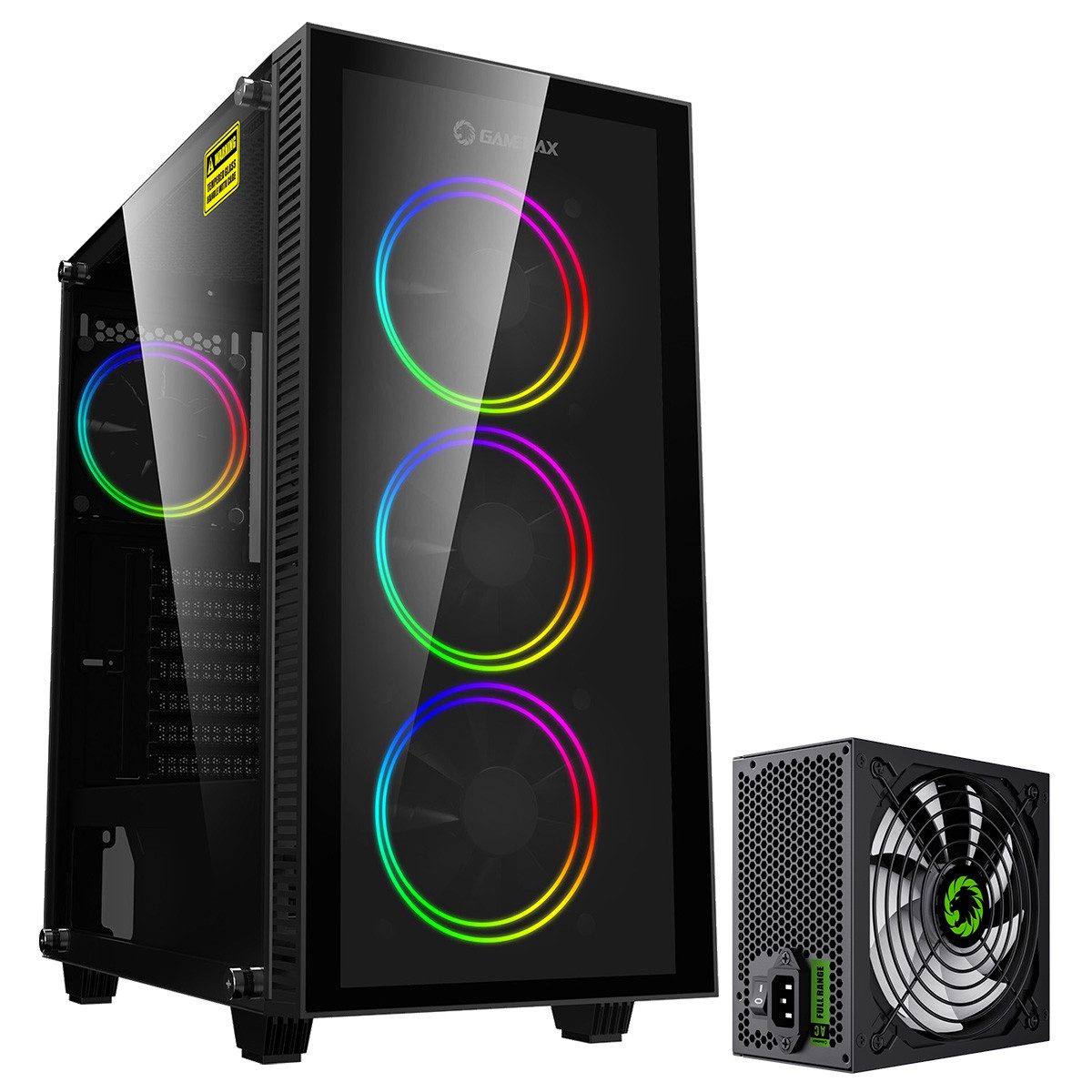 GAMEMAX Gaming-Gehäuse Draco XD Midi-Tower 1x USB 3.0 + 1x USB 2.0, HD-Audio, 750W 80+ Bronze Netzteil vorinstalliert