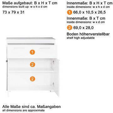 Lomadox Badmöbel-Set ALTENA-19, (Spar-Set, 2-St), Badezimmer Hängeschrank, Unterschrank in Asteiche, 73x190x31 cm