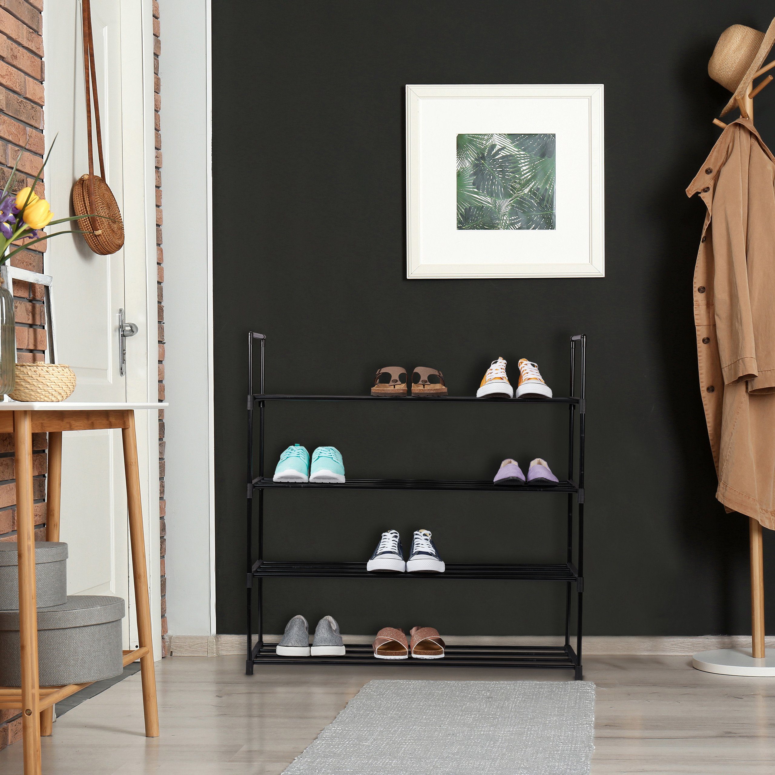 relaxdays Schuhregal Schwarzes Schuhregal aus Metall, günstig online kaufen