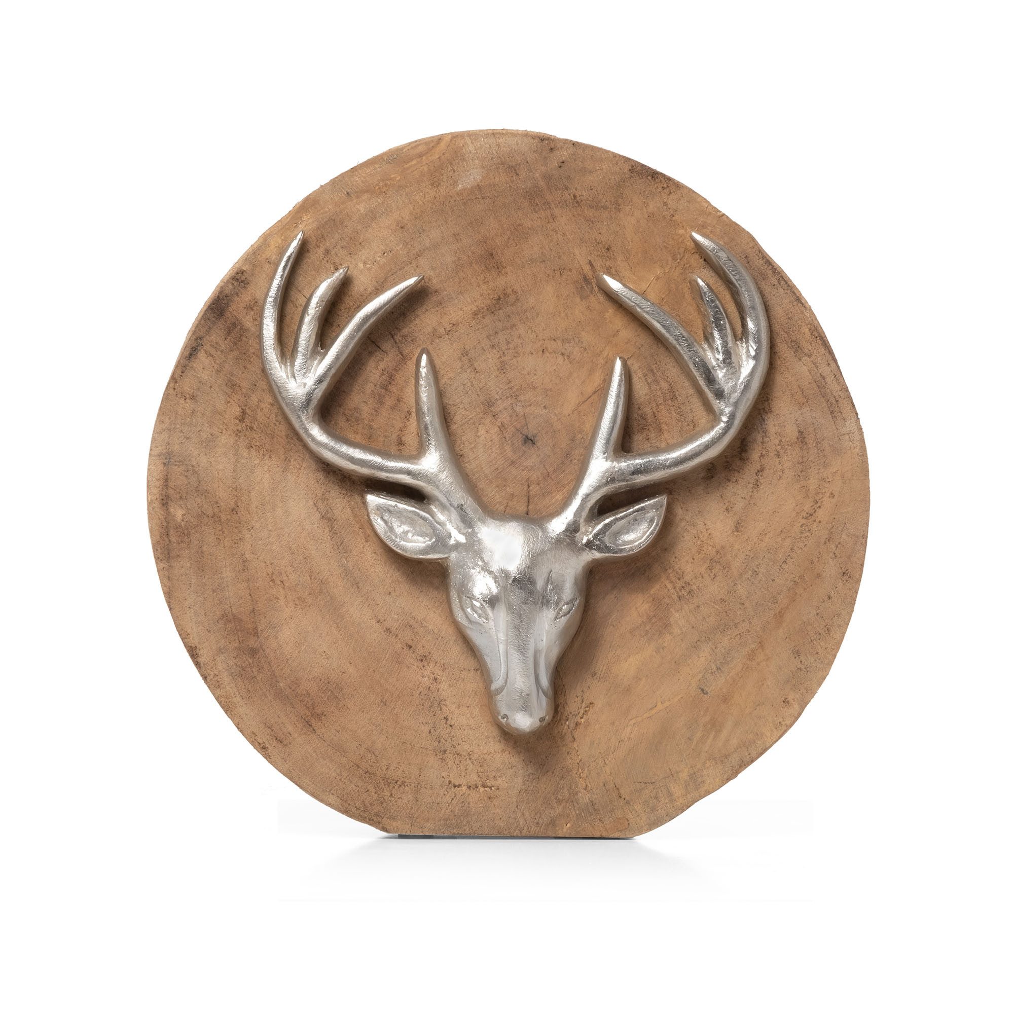 Moritz Skulptur Weihnachtsdeko Hirschkopf 29 cm aus Mangoholz und Aluminium, Holz, Tischdeko, Fensterdeko, Wanddeko, Holzdeko, Weihnachtsdeko