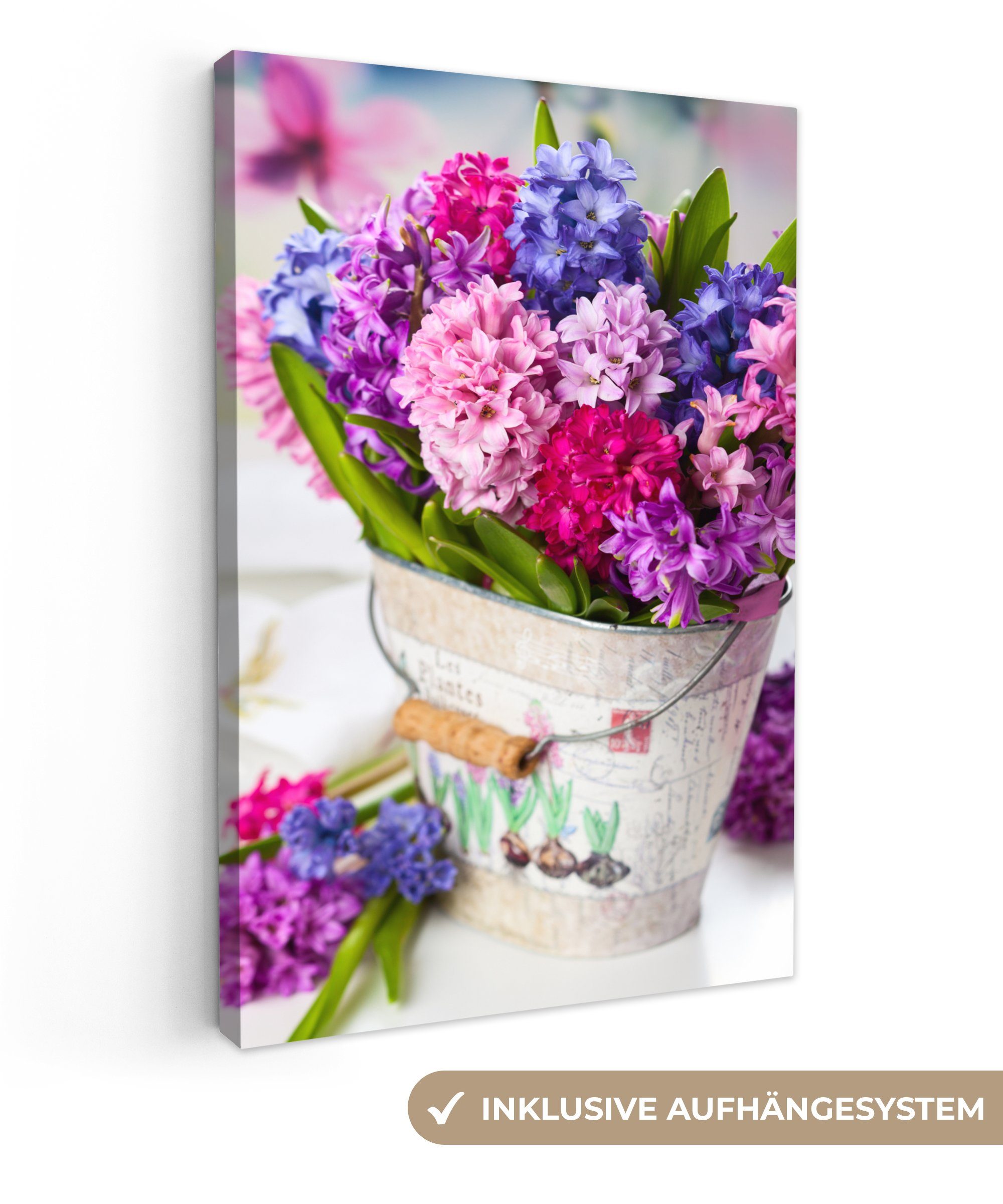 OneMillionCanvasses® Leinwandbild Hyazinthe - Blumentopf - Blumen, (1 St), Leinwandbild fertig bespannt inkl. Zackenaufhänger, Gemälde, 20x30 cm