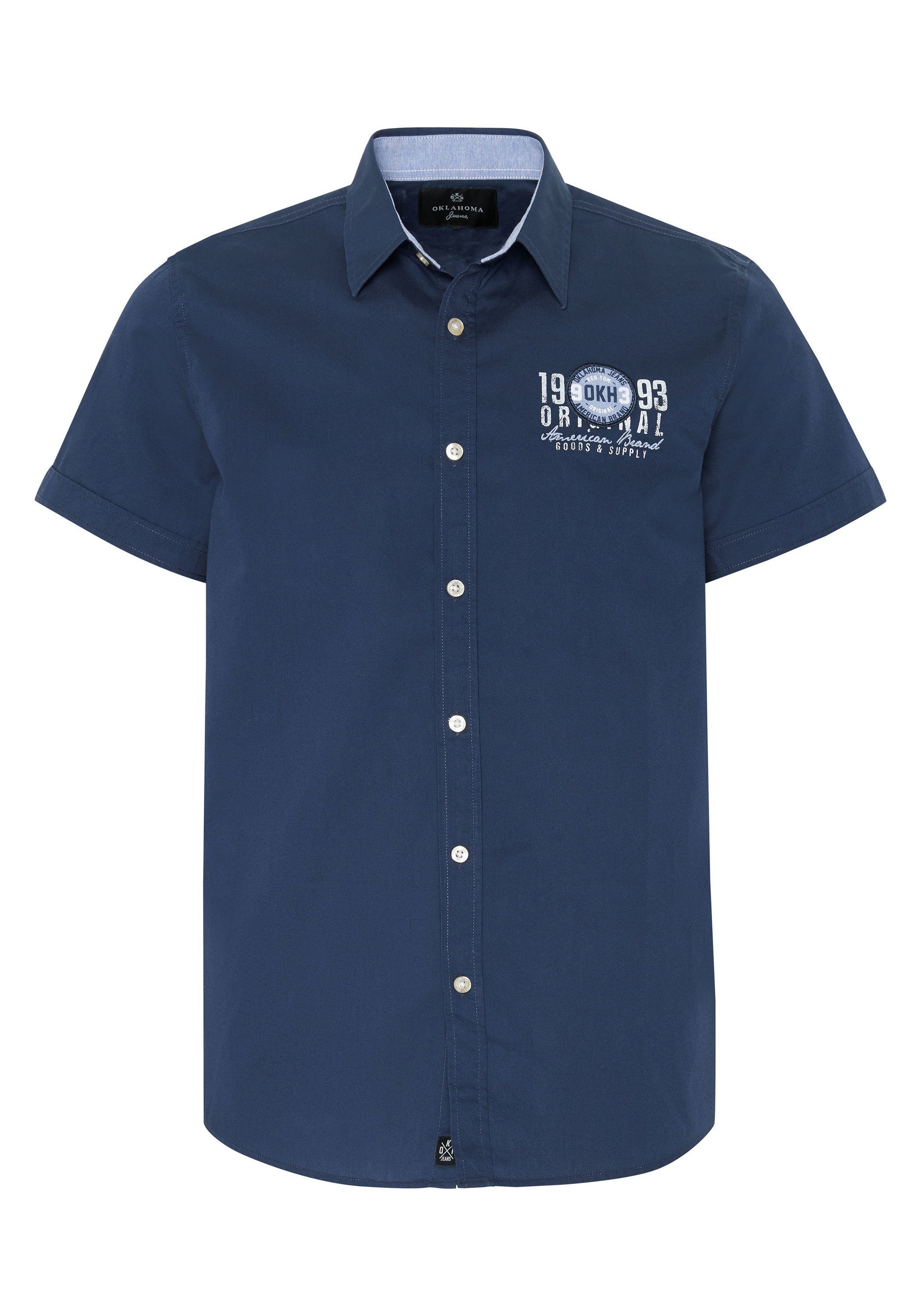 Oklahoma Jeans Langarmhemd mit kleinem Frontprint