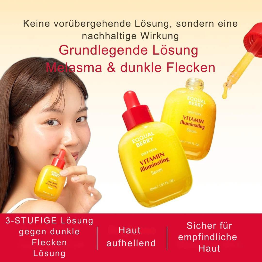 Eqqualberry Gesichtsserum Vitamin Illuminating Serum mit Niacinamid, Acerola & Hyaluronsäure – aufhellendes Gesichtsserum gegen Pigmentflecken, dunkle Flecken, fahlen Teint – 30 ml Pipettenflasche