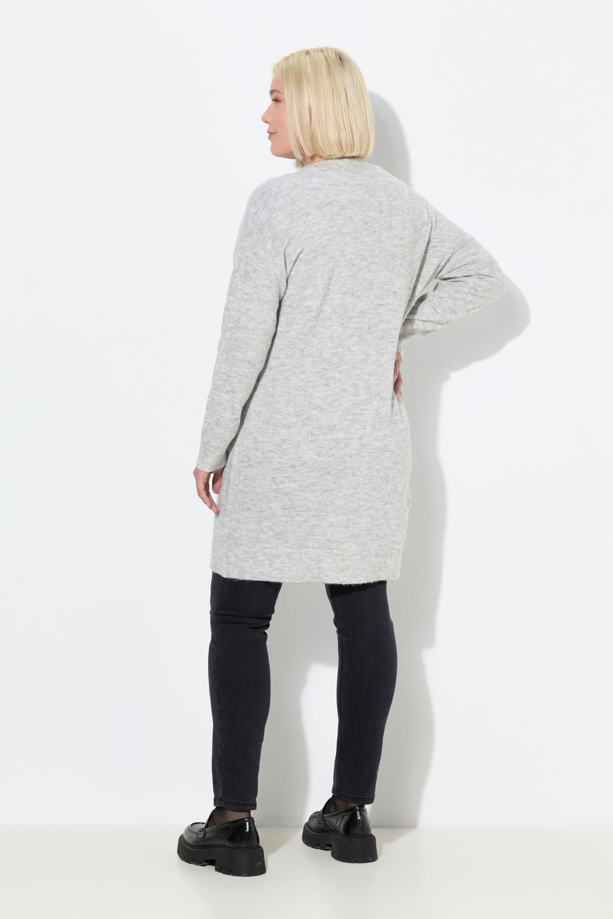 Ulla Popken Strickjacke Strickjacke Boxy Fit V-Ausschnitt Knopfleiste