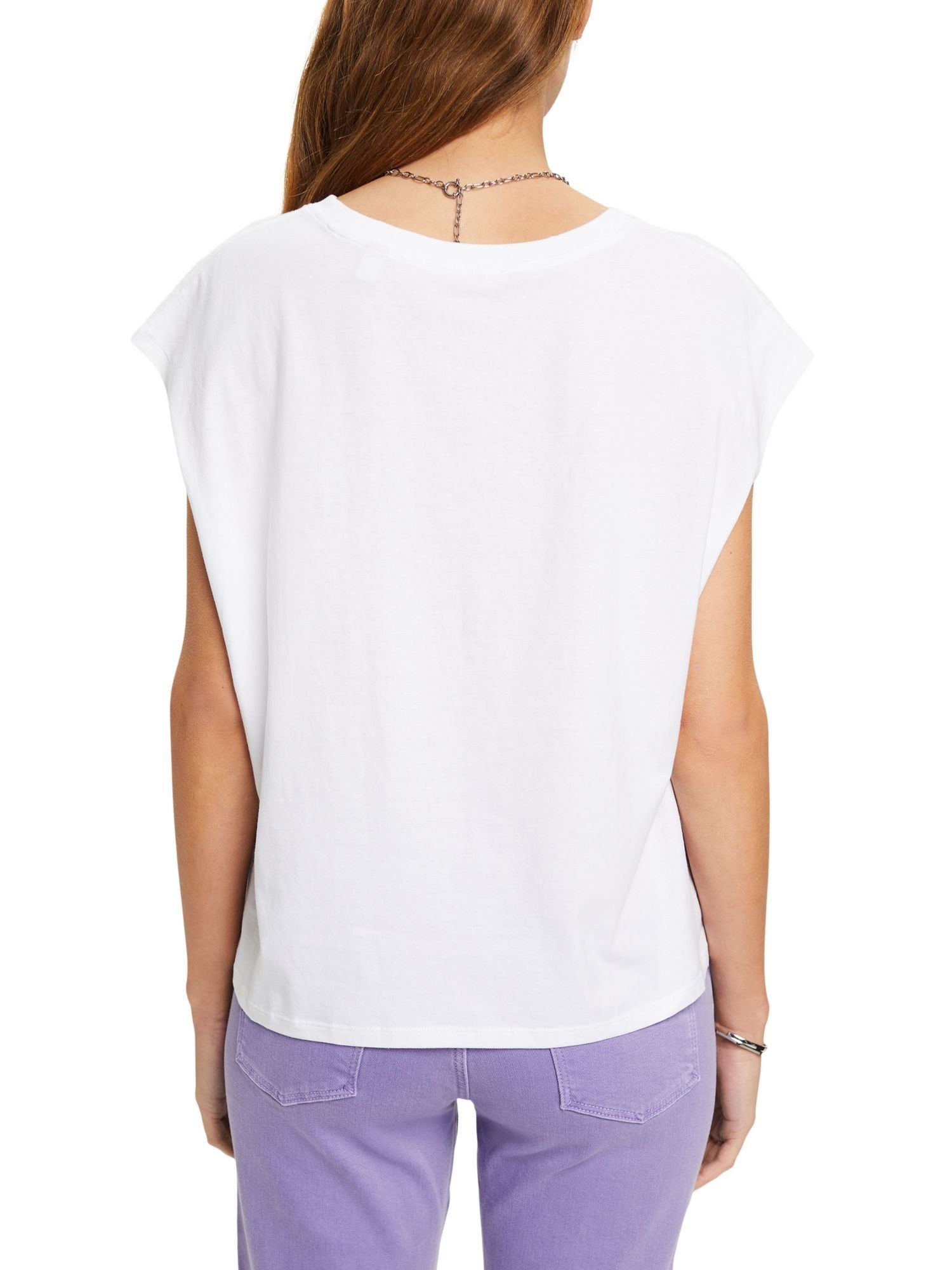 WHITE Baumwoll-T-Shirt (1-tlg) Esprit edc mit T-Shirt Frontprint by