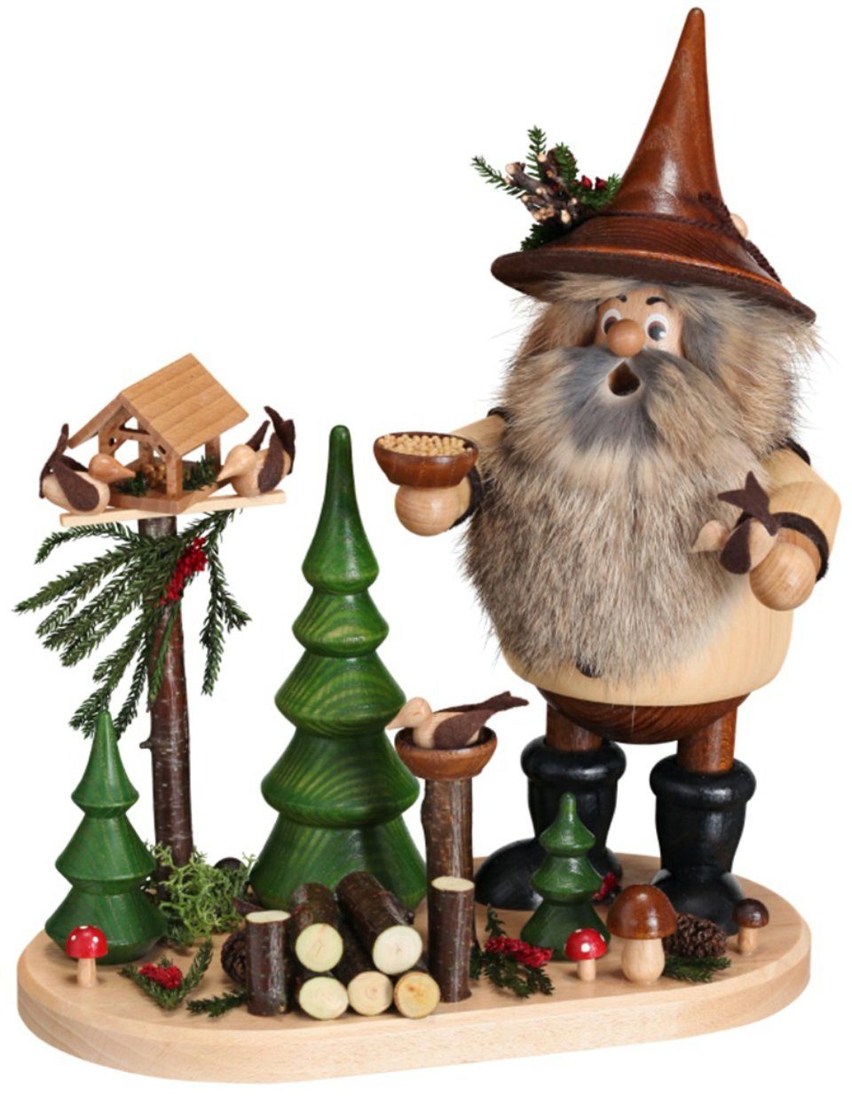 DWU - Drechselwerkstatt Uhlig Фигурка курильщик Waldwichtel Vogelfreund - Höhe: 26 cm - Artikel 911, (1 St), Handarbeit aus dem Erzgebirge