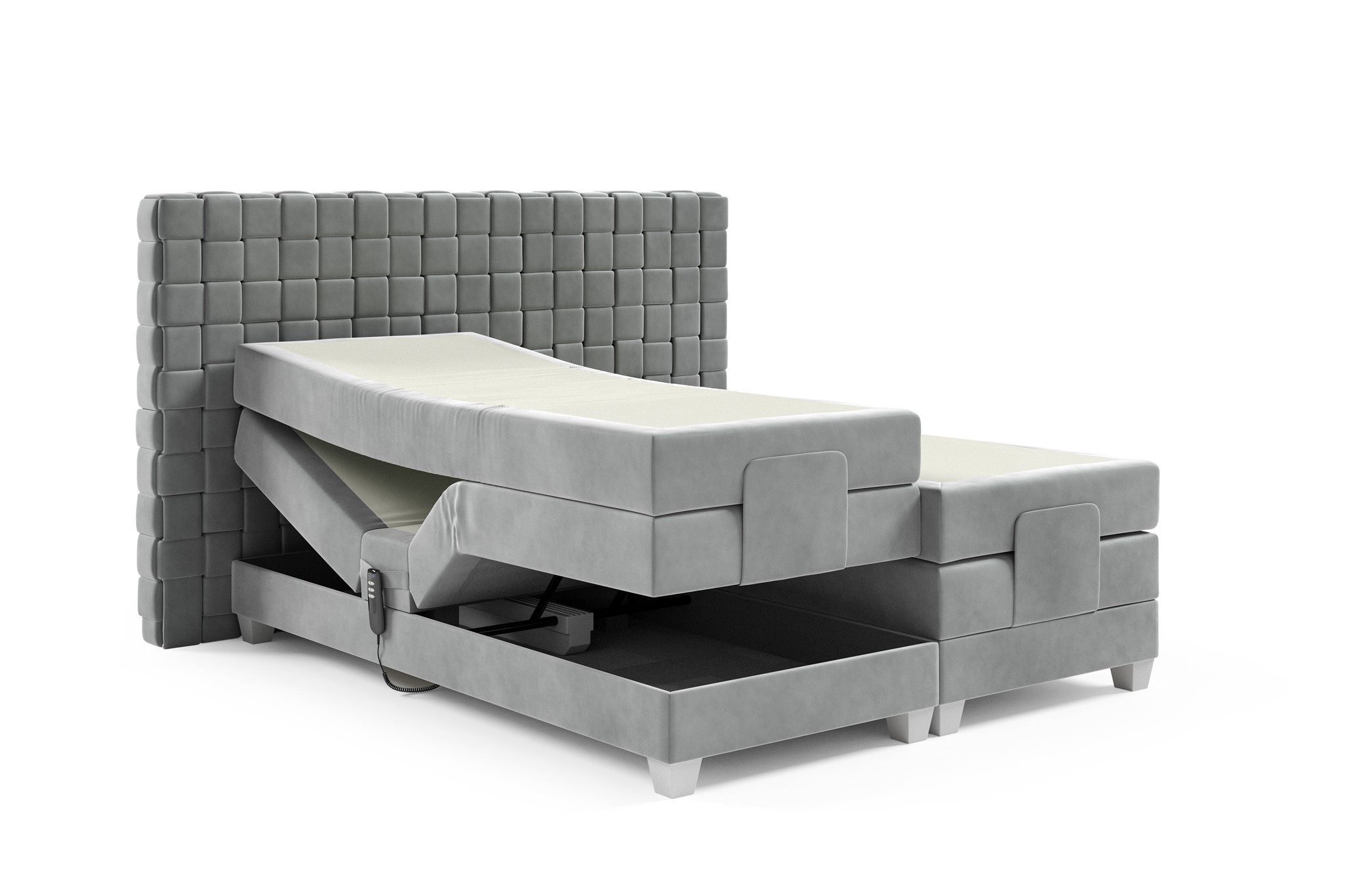 Fun Möbel Boxspringbett Schlafzimmerbett VIDAL Elektrisch in Stoff Fresh (inkl. Topper), Matratzen elektrisch verstellbar