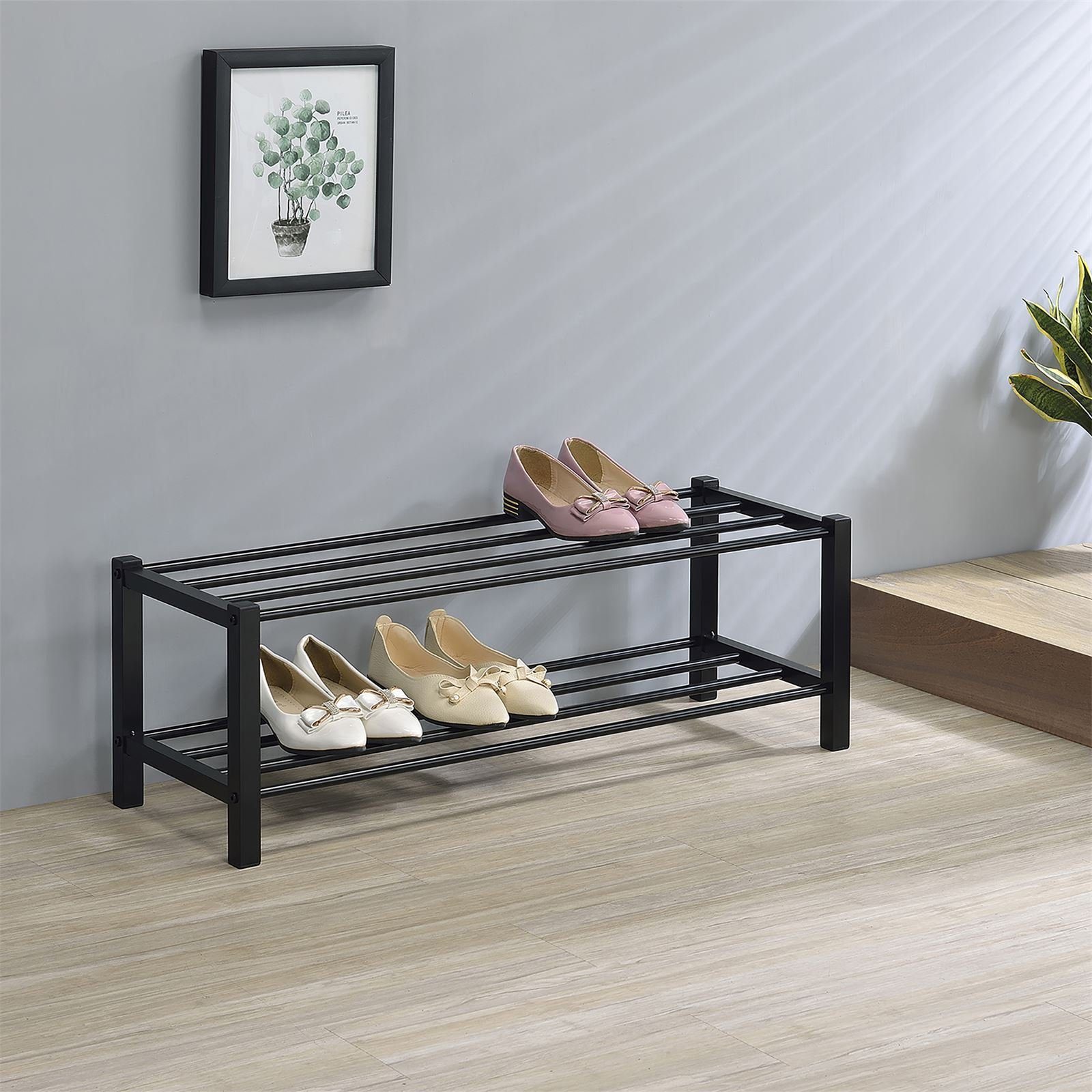 IDIMEX Schuhregal NAVAN, Schuhaufbewahrung aus Metall mit 2 Ablagen schwarz günstig online kaufen