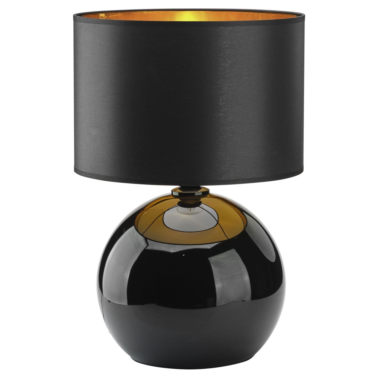 Licht-Erlebnisse Tischleuchte AMADO, ohne Stoff Gold Leuchtmittel, Schwarz 54 Modern E27 Nachttisch Wohnzimmer cm Glas