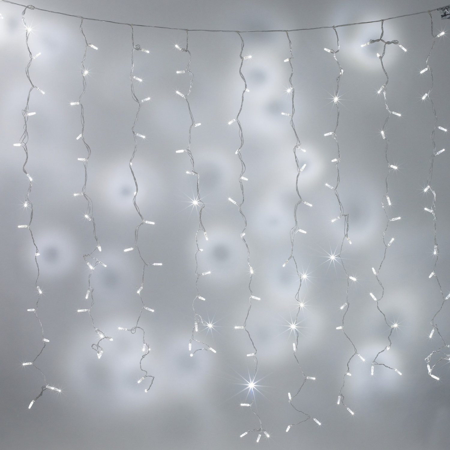 Lights4fun LED-Lichtervorhang Core Connect 2m x 2m 192er LED Lichtervorhang weiß koppelbar transpar