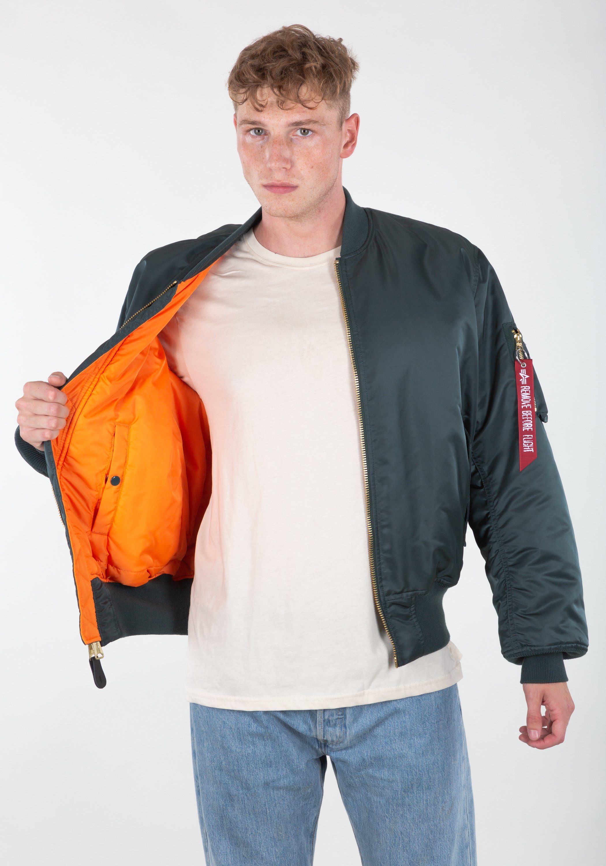 & Industries Flight Alpha Bomber - Industries navy Bomberjacke (HERITAGE) Jackets Men MA-1 green Alpha