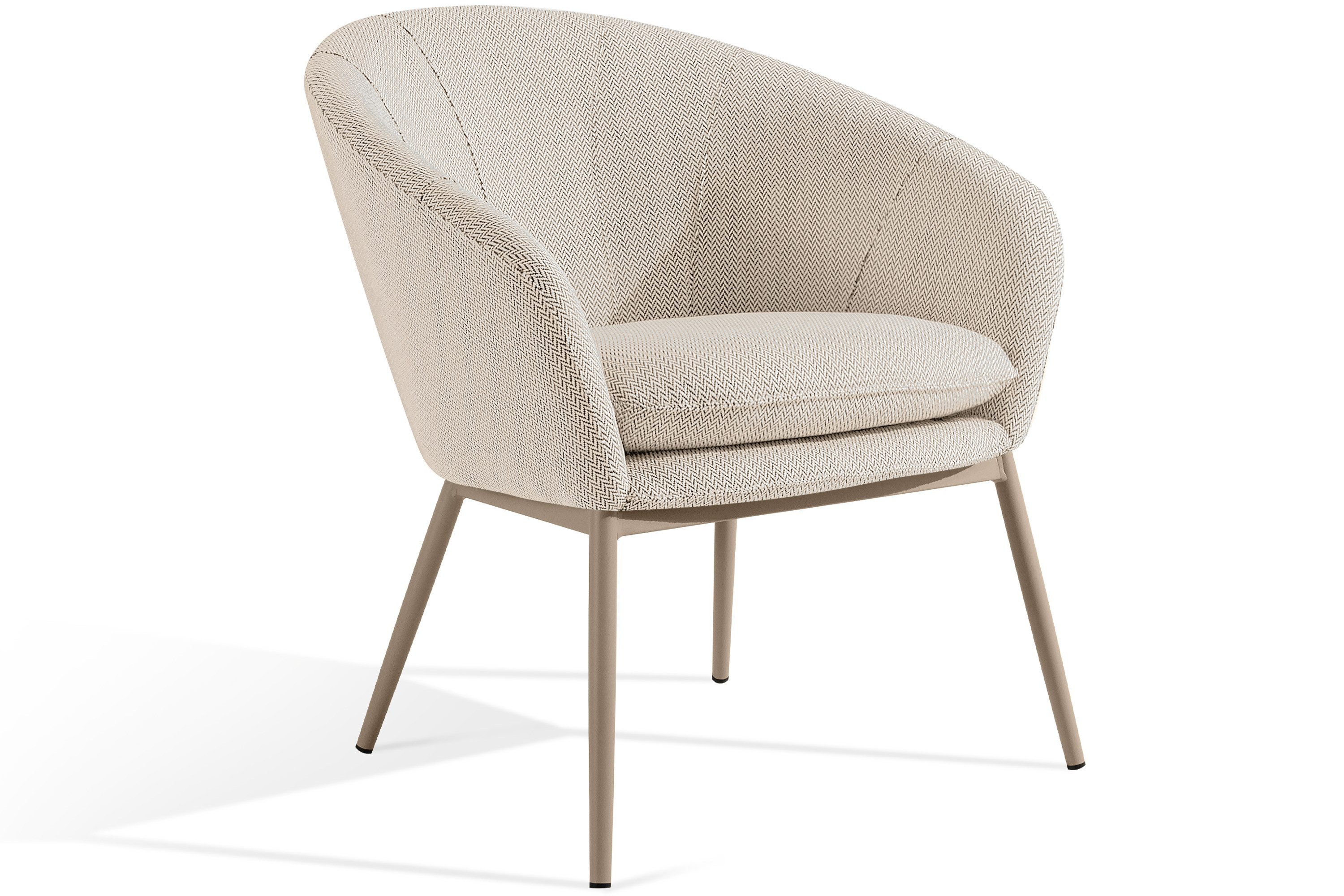 KONSIMO® Gartensessel SOLIS Loungesessel, Gartenstuhl, Stahlrahmen, hergestellt in der EU (B) 69 cm (H) 76 cm (T) 66 cm, extra bequemer Sitz, fertig montiert), wasserabweisender Stoff, Modern, beige Gestell