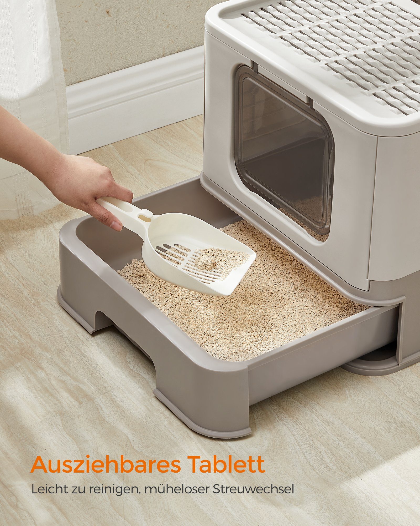 FEANDREA Katzentoilette, Katzenklo, mit Deckel, für Katzen bis 15kg