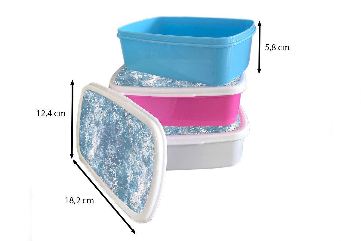 für Jungs MuchoWow (2-tlg), und Kinder - Lunchbox Marmor Brotbox - Luxus Design, für Silber weiß - Kunststoff, Brotdose, und Erwachsene, Mädchen