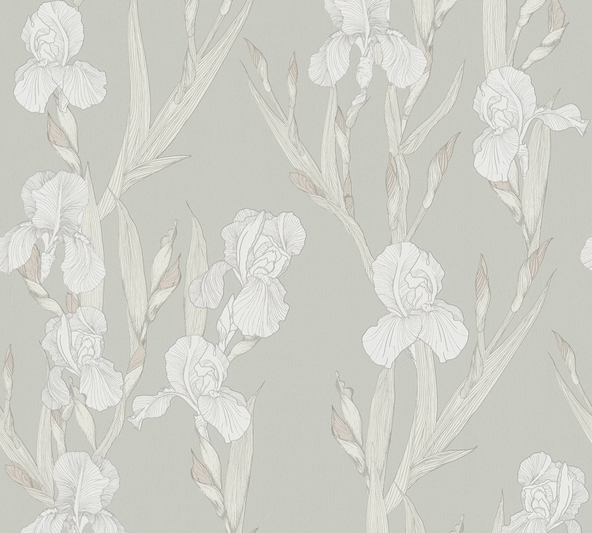 botanisch, Création Tapete Designertapete A.S. Hechter grau/weiß Daniel Blumen floral, Vliestapete,