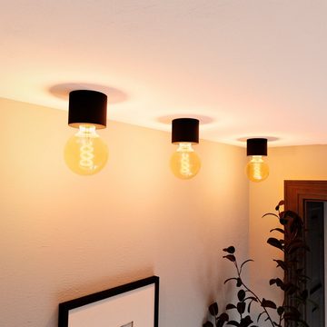 SSC-LUXon Aufbauleuchte NAMBI Decken Aufbaulampe schwarz mit Globe LED E27 Retro dimmbar, Extra Warmweiß