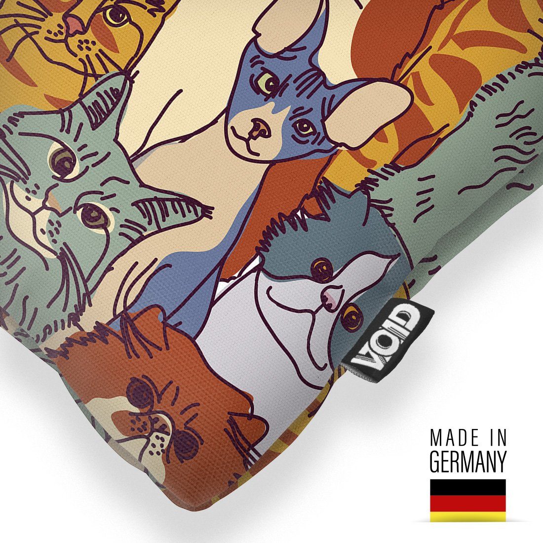 VOID Kissenbezug, (1 Stück), Katzen Comic Bunt Muster Haustier Katze Tiger günstig online kaufen