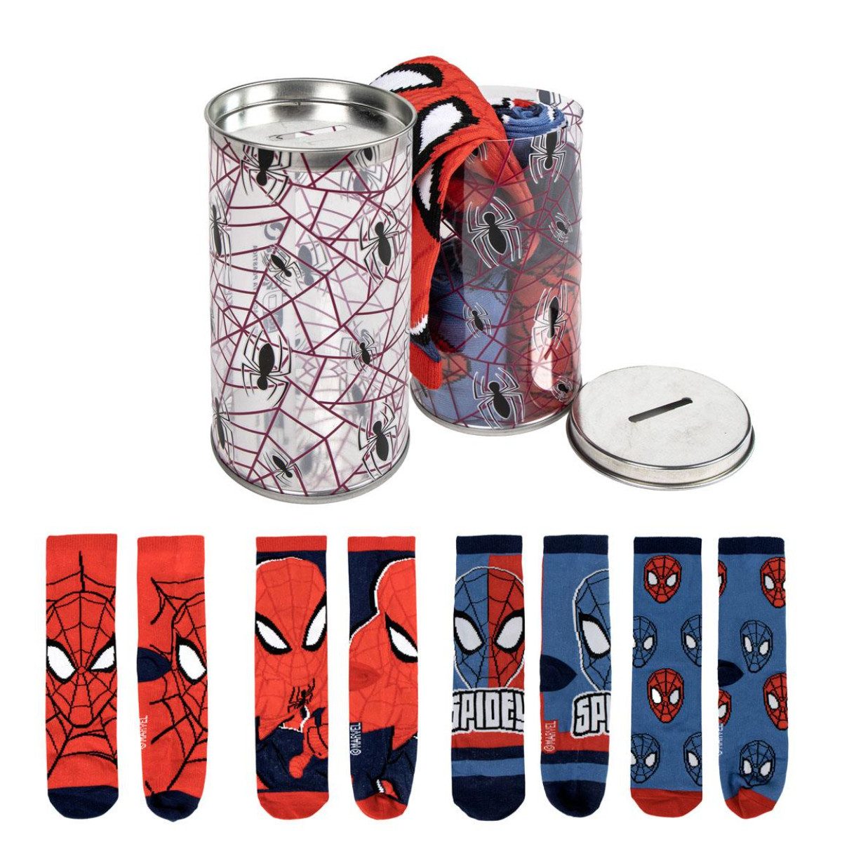 Socken Marvel Spiderman Sockenpackung 4 Stück Kinder Baumwollstrümpfe