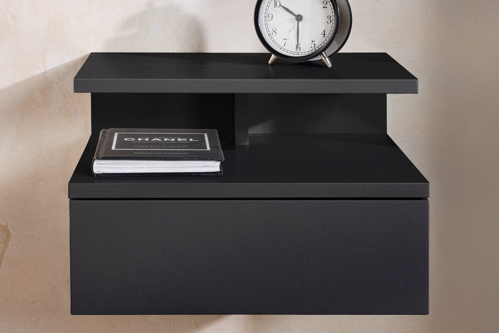 riess-ambiente Nachttisch FLOATING 35cm schwarz · hängendes Regal mit Schublade · Schlafzimmer (Einzelartikel, 1-St), Nachtschrank · 1 Ablageboden & 1 Schublade – Bild 4 von 5