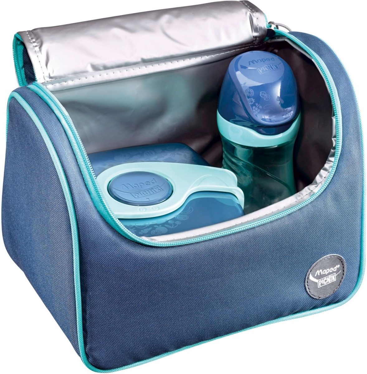 Schulranzen Lunch-Tasche isoliert Kids Origins blau 170x190x250mm.