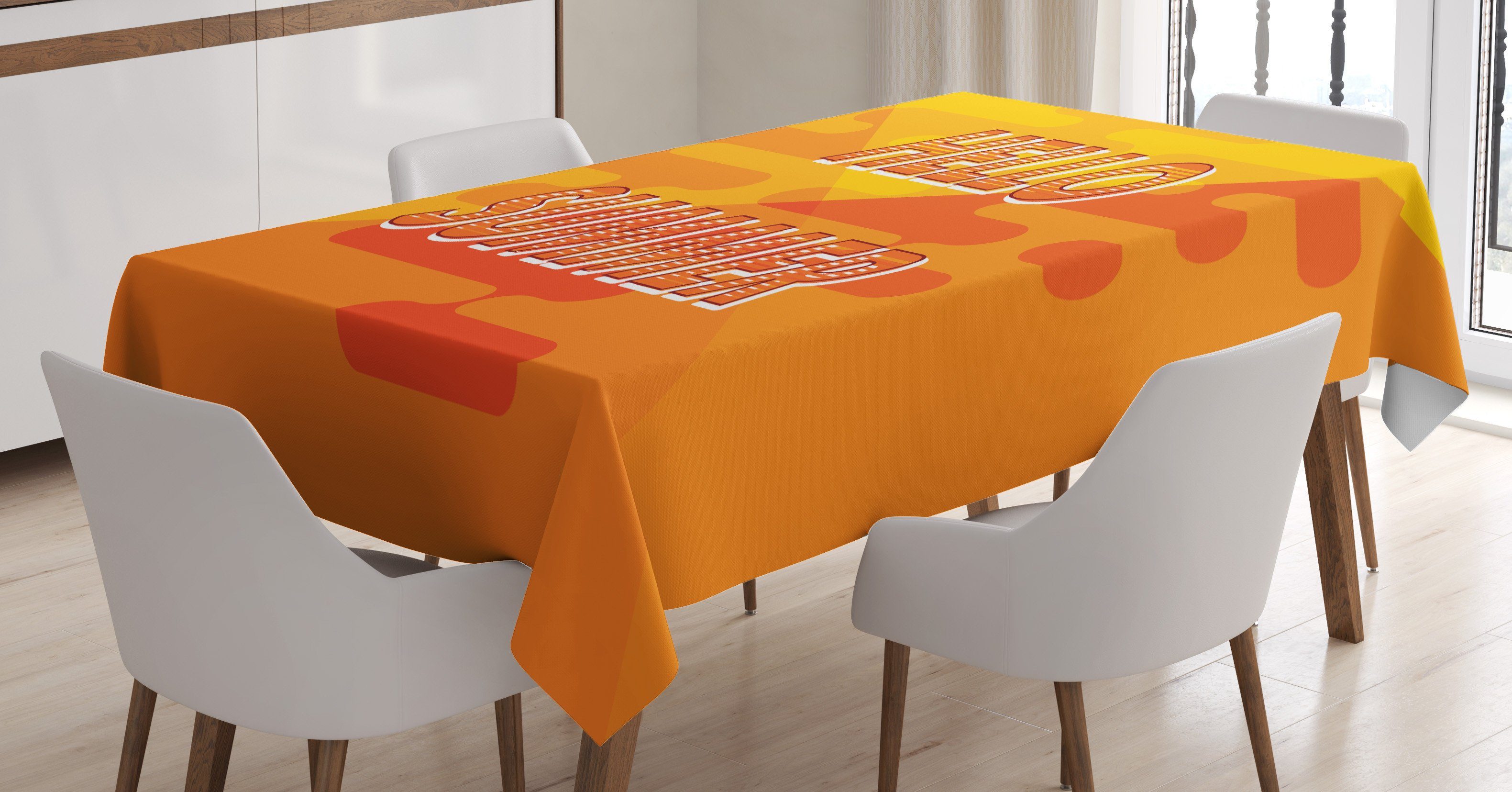 Sommer Für Waschbar den Tischdecke geeignet Bereich Farbfest Außen Abakuhaus Abstrakte Farben, Klare Design Zitat Hallo