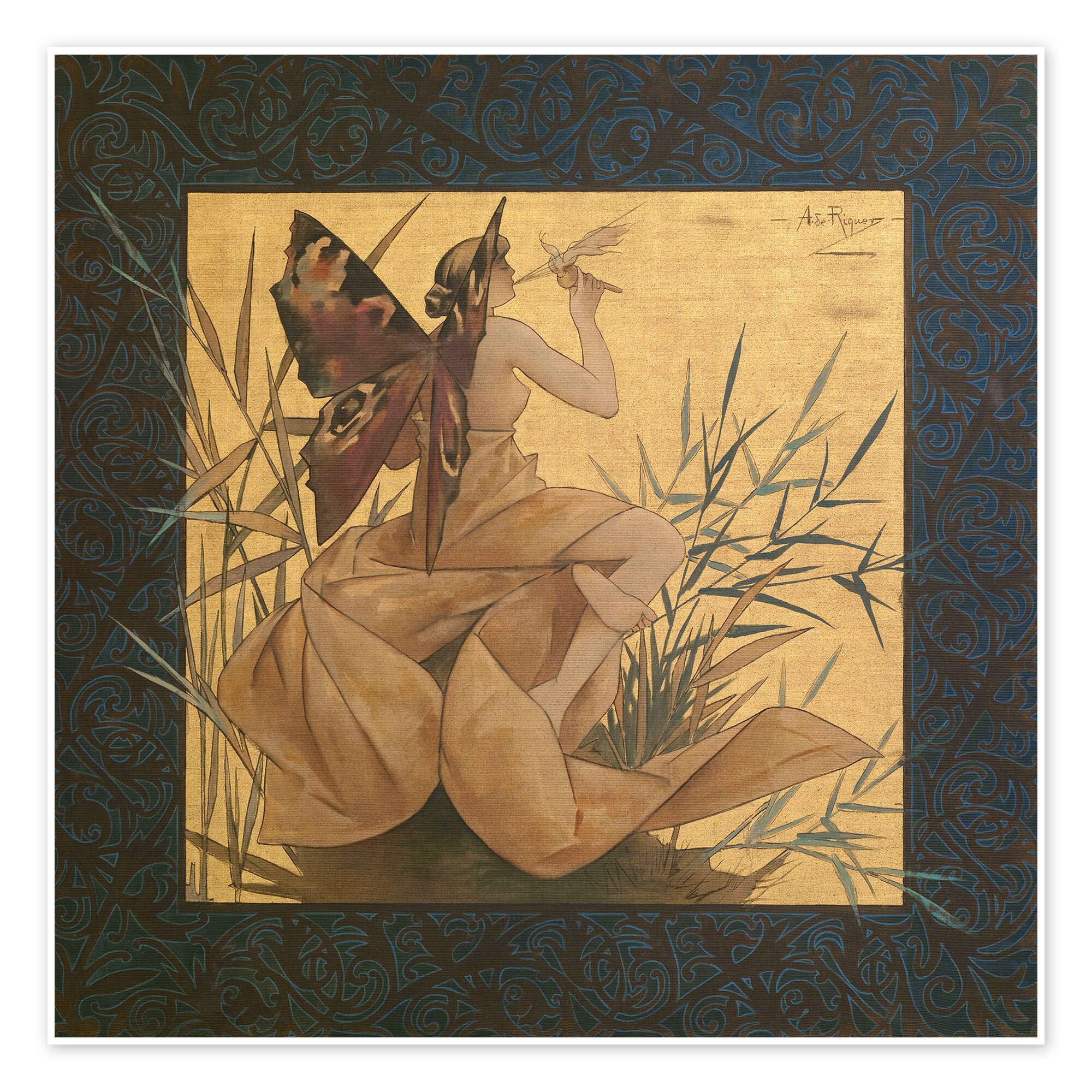 Posterlounge Wandbild Geflügelte Nymphe zwischen Schilfrohr, Alexandre de Riquer, erhältlich als Poster, Leinwandbild, Wandsticker oder Acrylglasbild