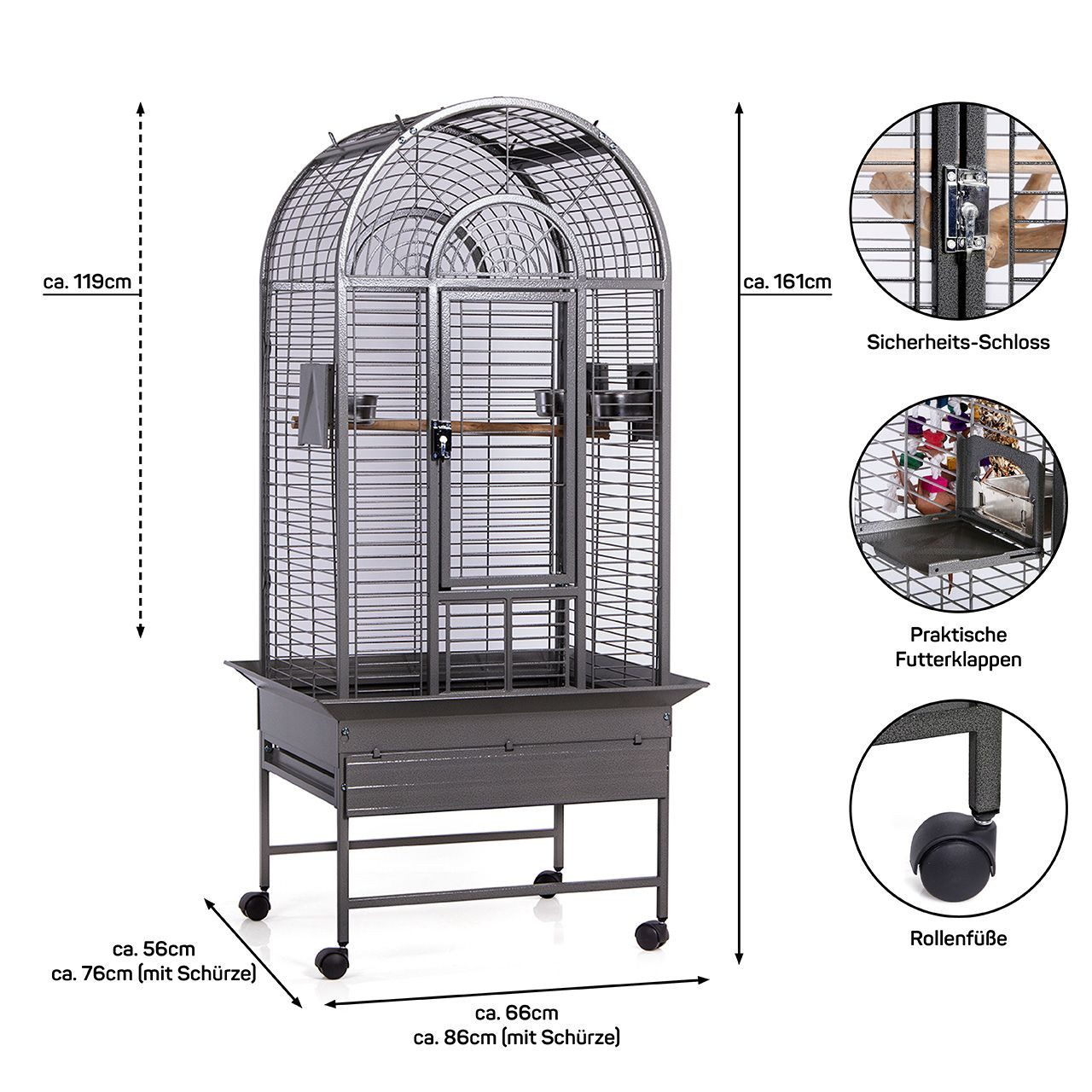 Montana Cages Vogelkäfig Haiti, Voliere, Käfig für Großsittiche und Papageien, ca. 86 x 76 x 161 cm