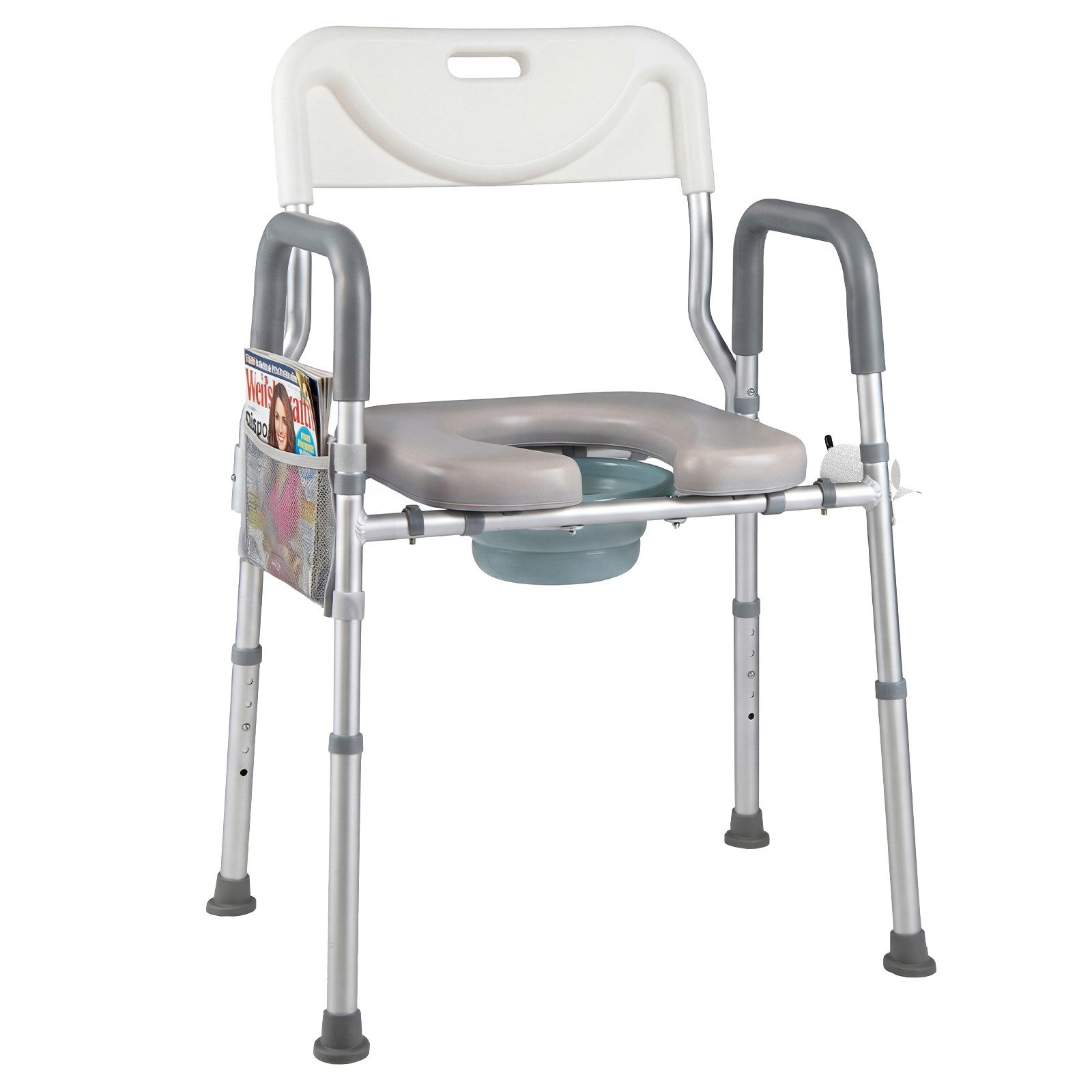 COSTWAY WC-Aufstehhilfe, belastbar bis 136 kg, 3 in 1 Toilettenstuhl für Senioren, mit abnehmbarem Eimer