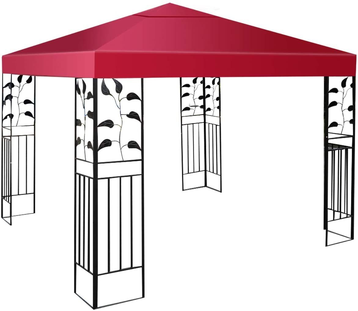 COSTWAY Pavillon-Schutzhülle Dachplane Weinrot Pavillon für