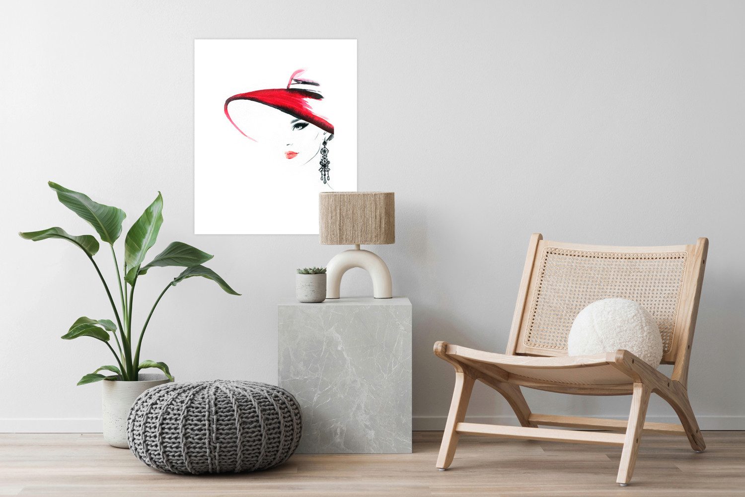 OTTO home Poster Frau mit Hut und Ohrring, Bilder von Frauen, Fashion, Frau, Magazincover, Mode, Modebilder (1 St), HD Premium Druck