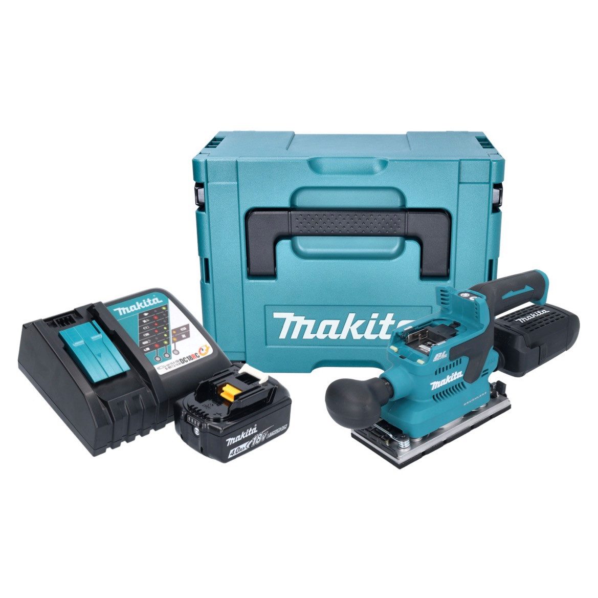 Thumbnail - Makita Exzenterschleifer DBO 382 RM1J Schwingschleifer 18 V 93 x 185 mm + 1x Akku 4 Ah + Lader